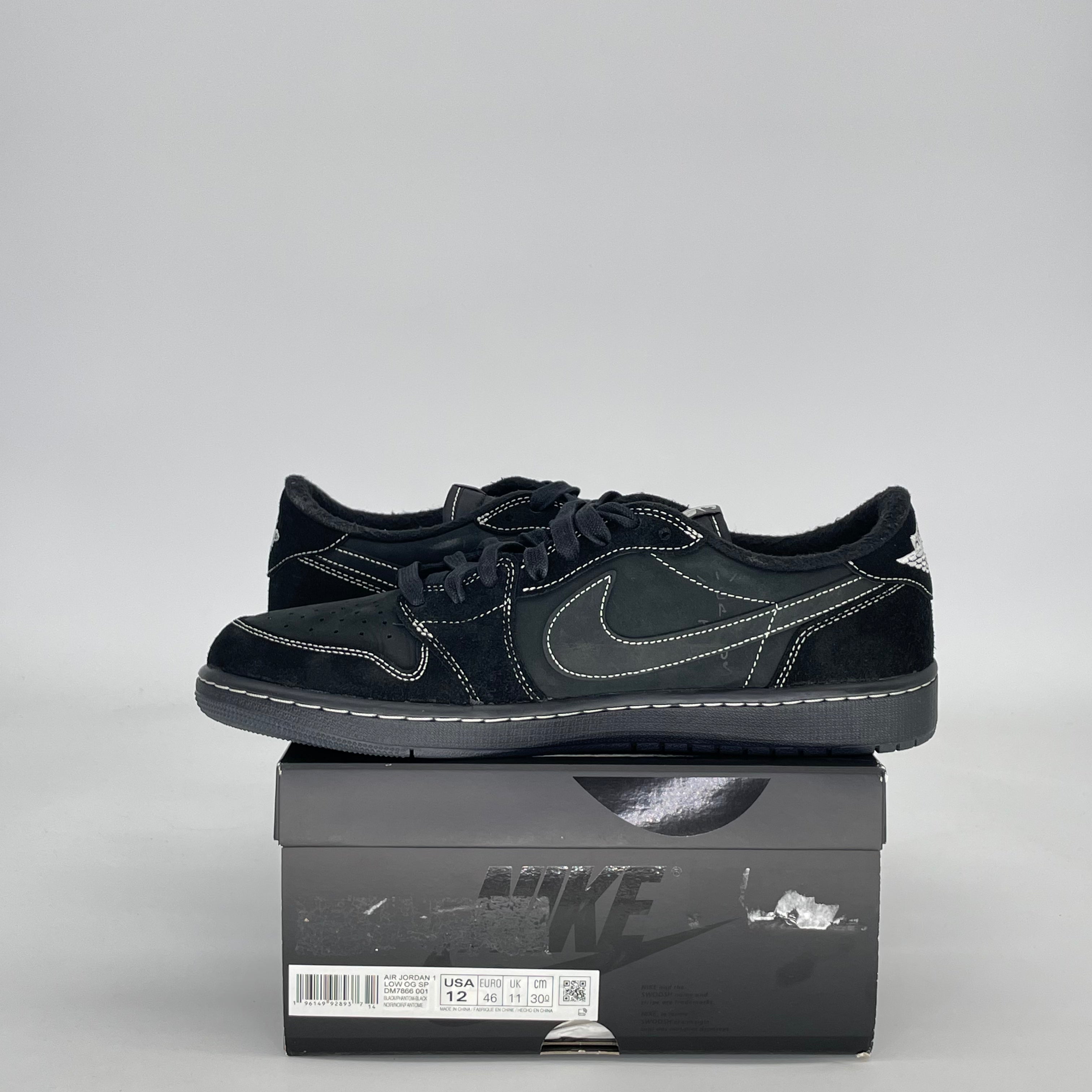 AIR JORDAN 1 LOW X TRAVIS SCOTT BLACK PHANTOM DM7866-001 SIZE 12/13.5W