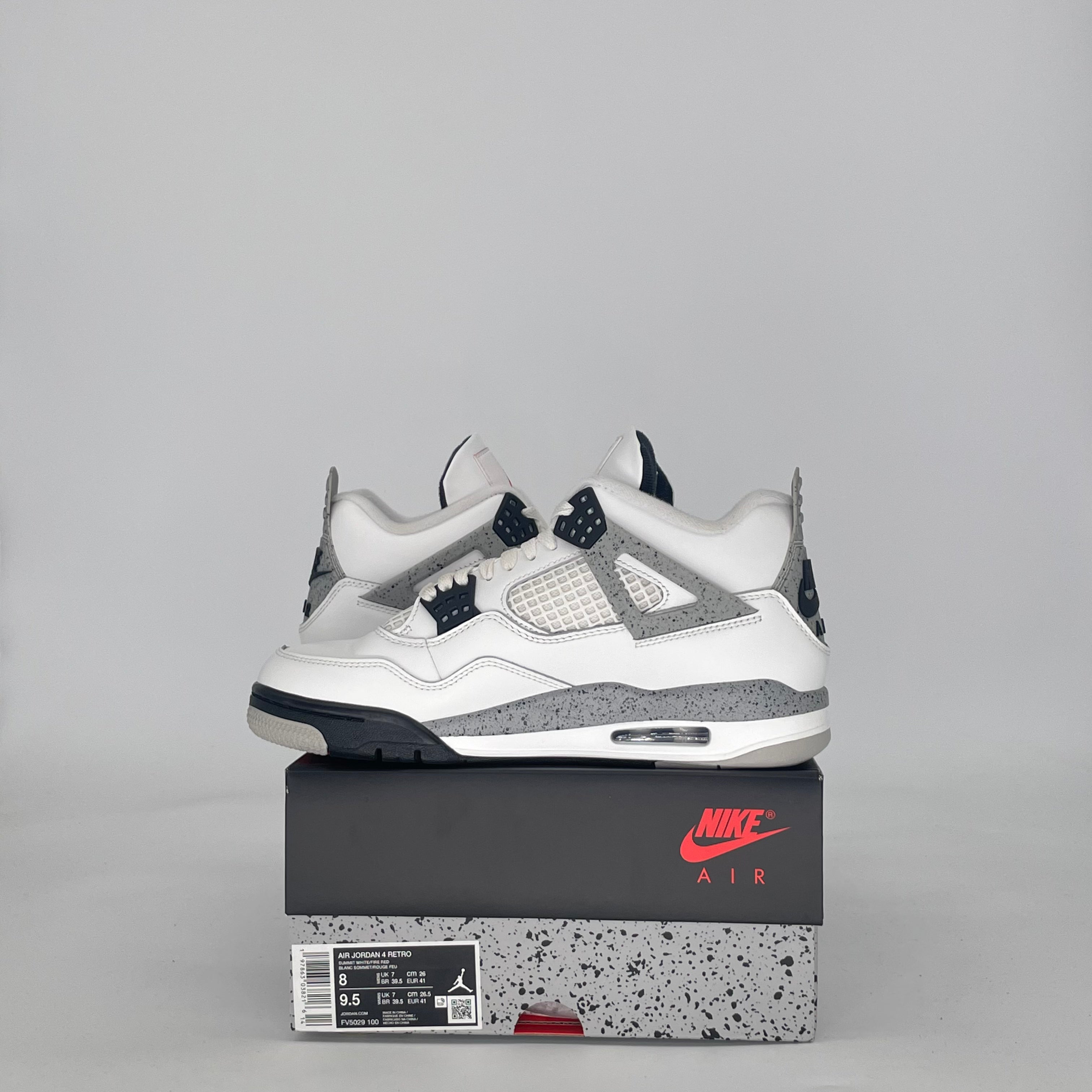 AIR JORDAN 4 WHITE CEMENT FV5029-100 SIZE 8/9.5W