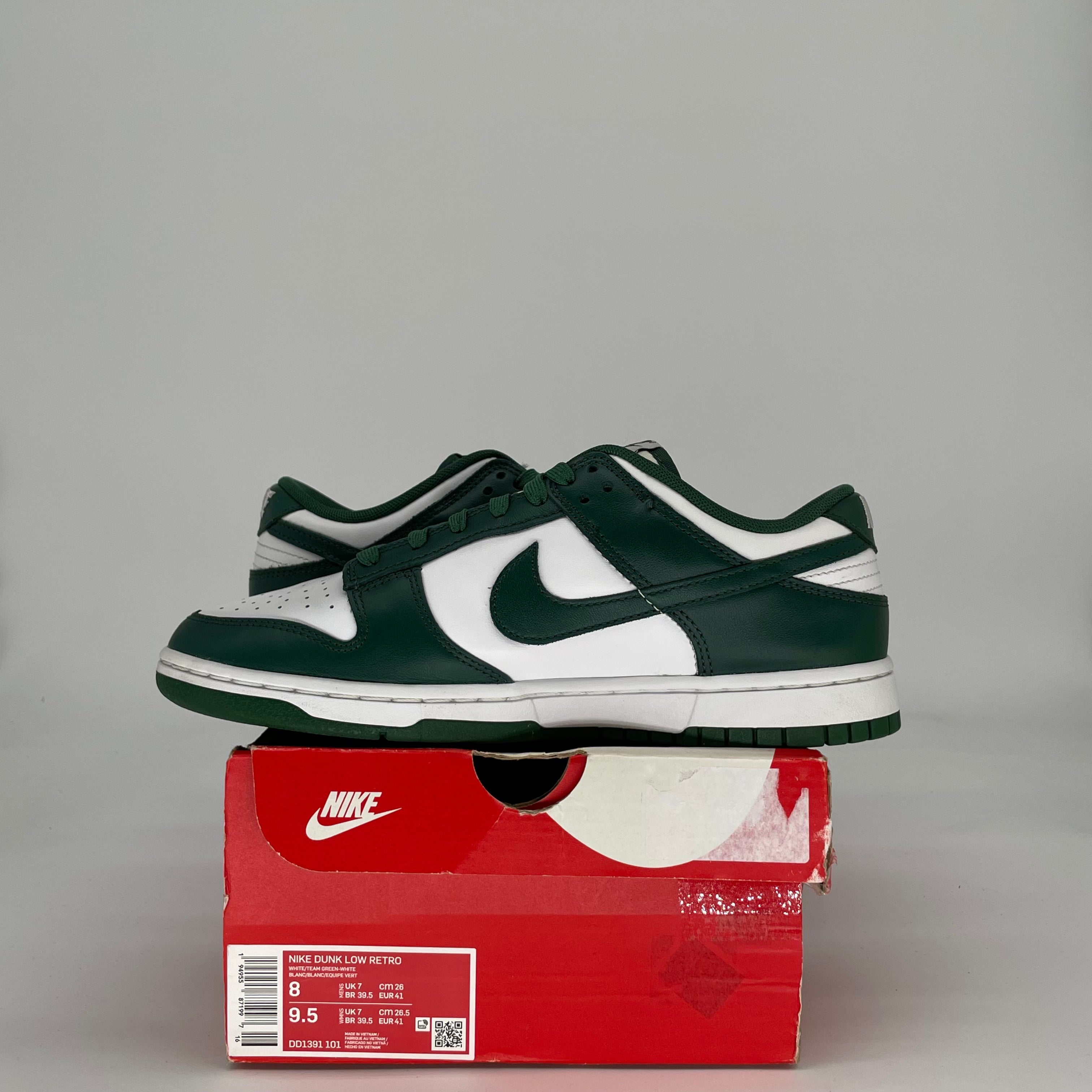 NIKE DUNK LOW MICHIGAN STATE DD1381-101 SIZE 8/9.5W