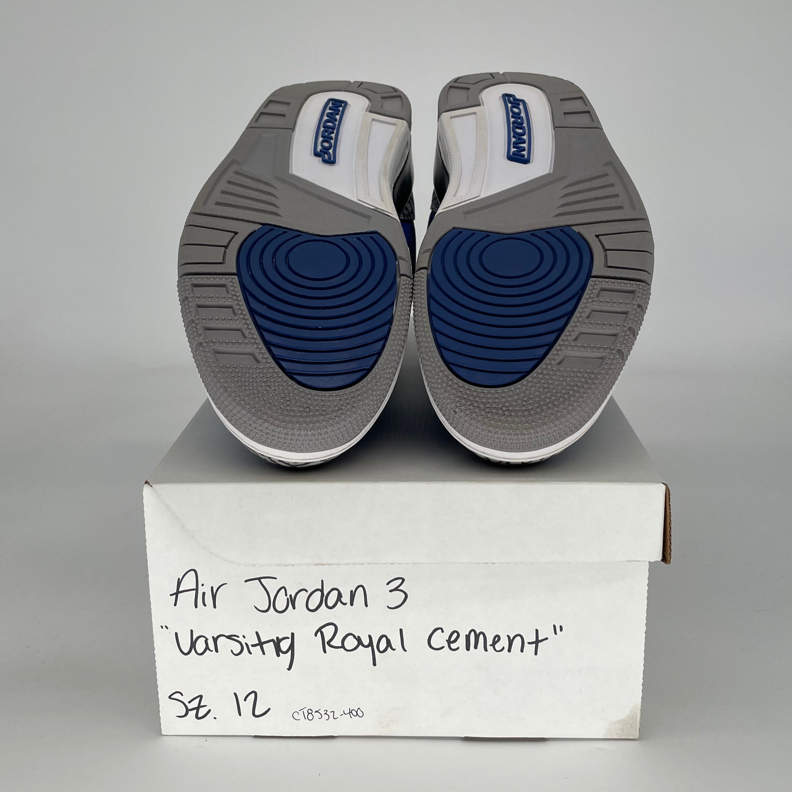 AIR JORDAN 3 VARSITY ROYAL CEMENT SIZE 12 CT8532-400