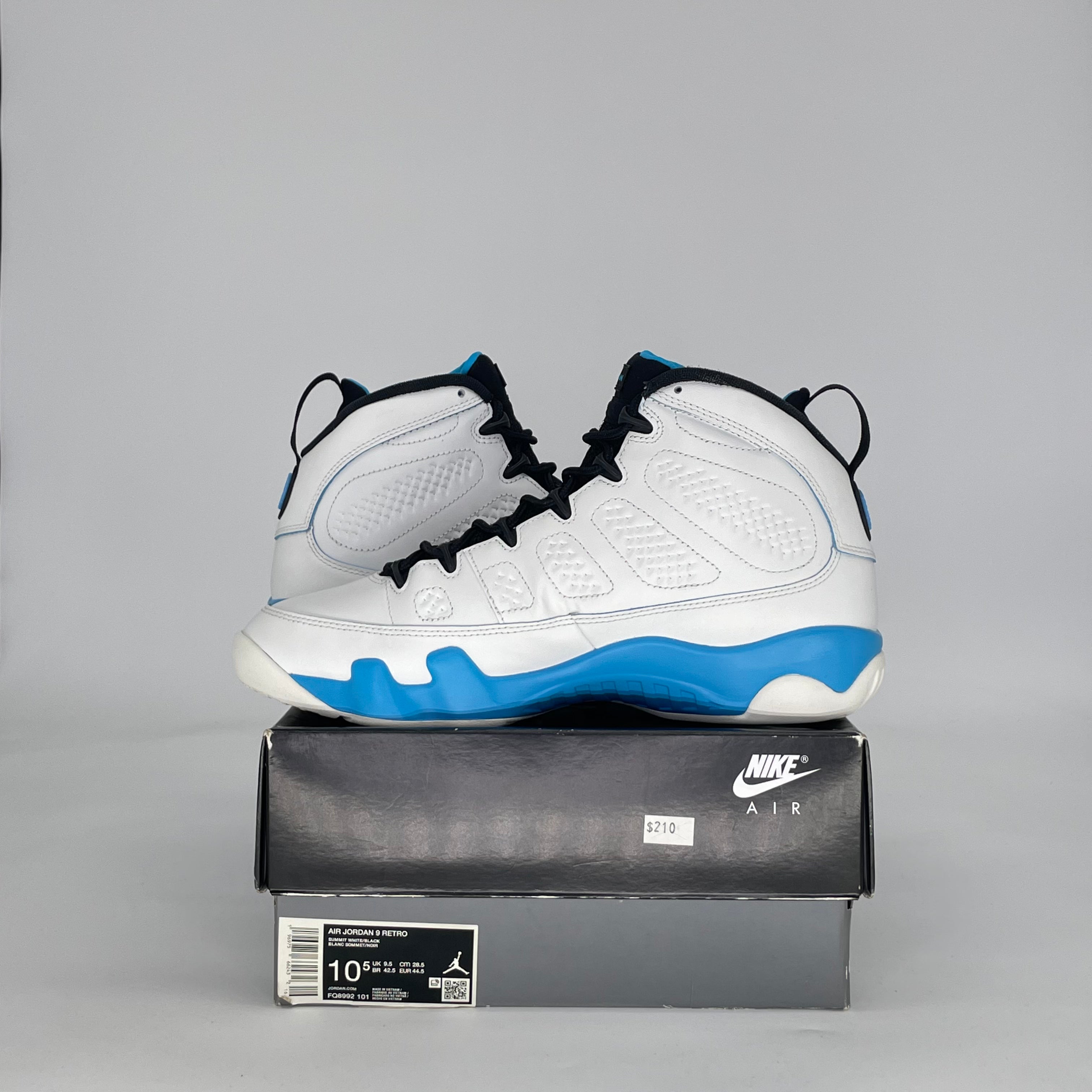 AIR JORDAN 9 POWDER BLUE FQ8992-101 SIZE 10.5/12W