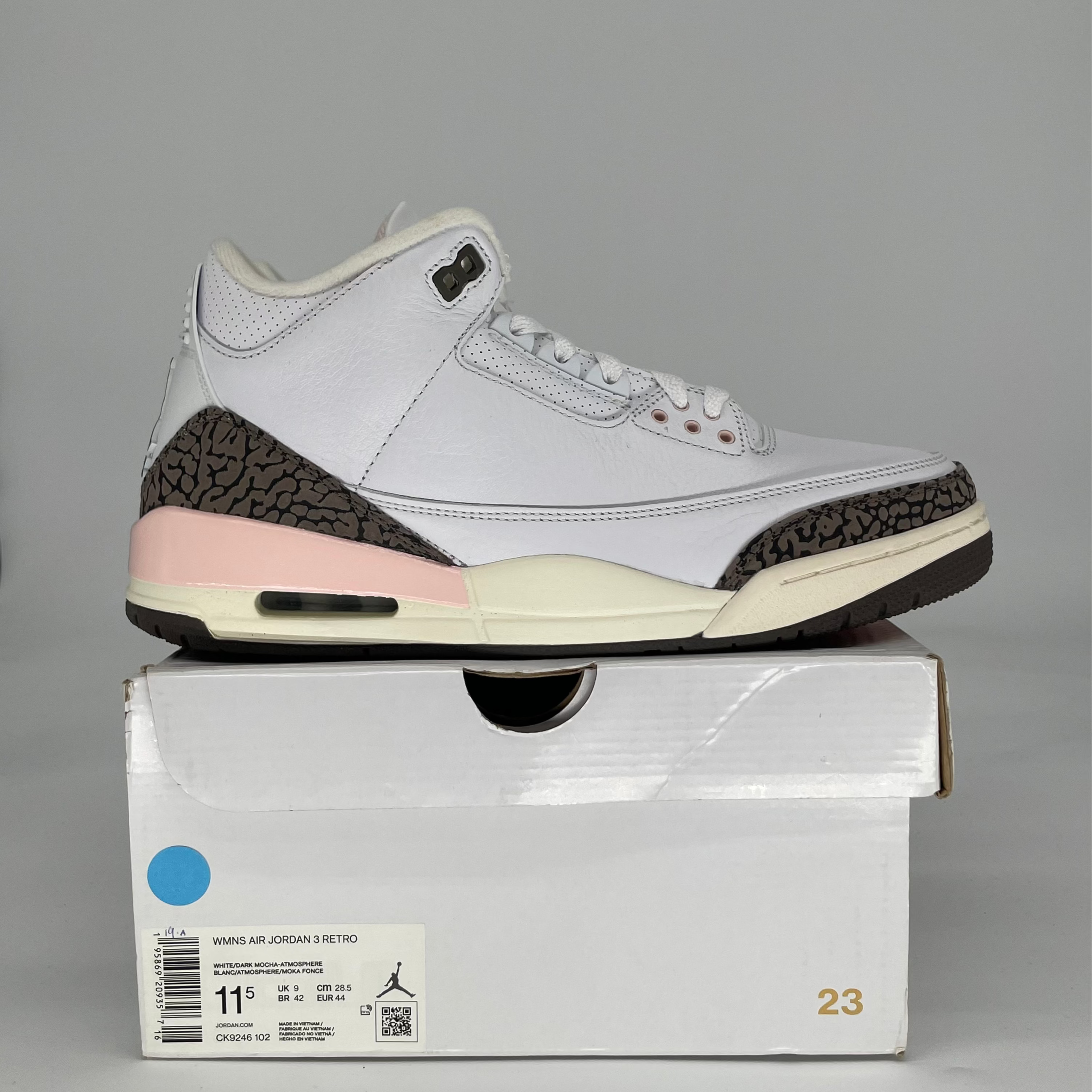 AIR JORDAN 3 NEAPOLITAN DARK MAOCHA W CK9246-102 SIZE 10/11.5W