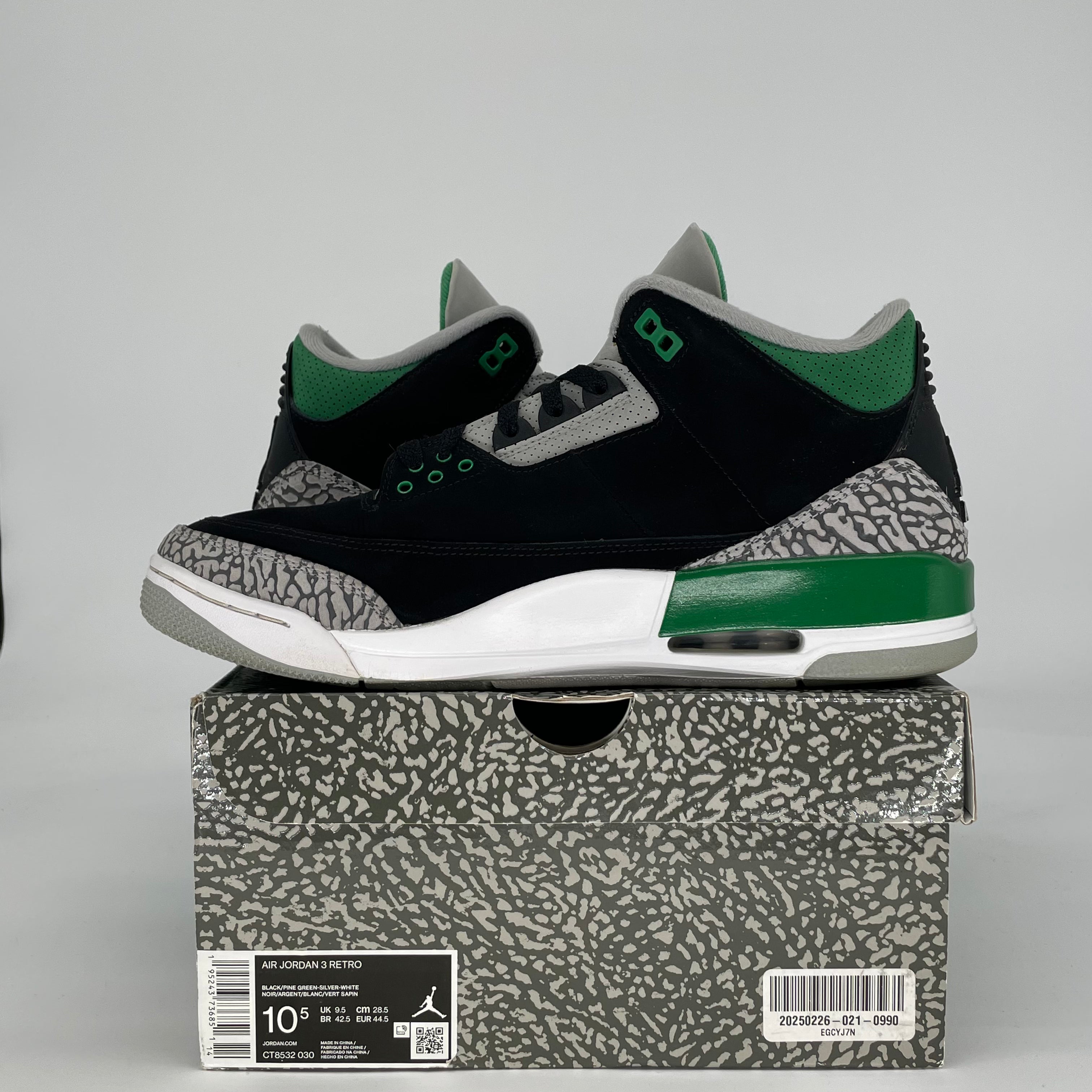 AIR JORDAN 3 PINE GREEN CT8532-030 SIZE 10.5/12W