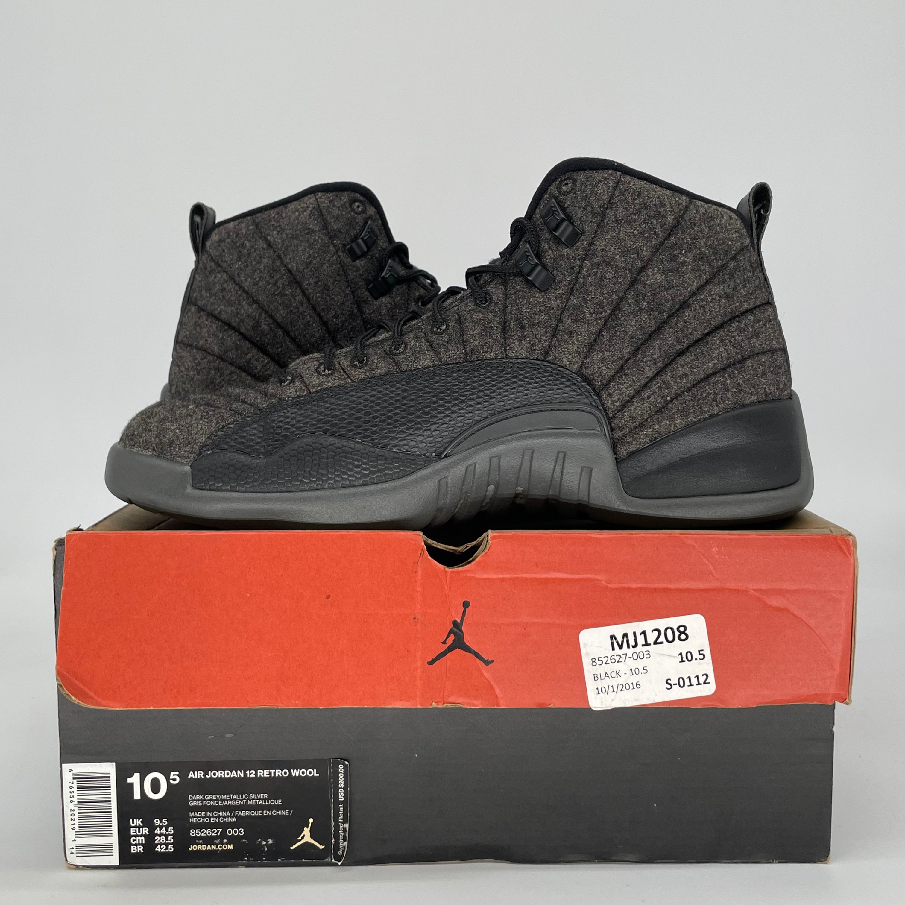 AIR JORDAN 12 WOOL 852627-003 SIZE 10.5/12W