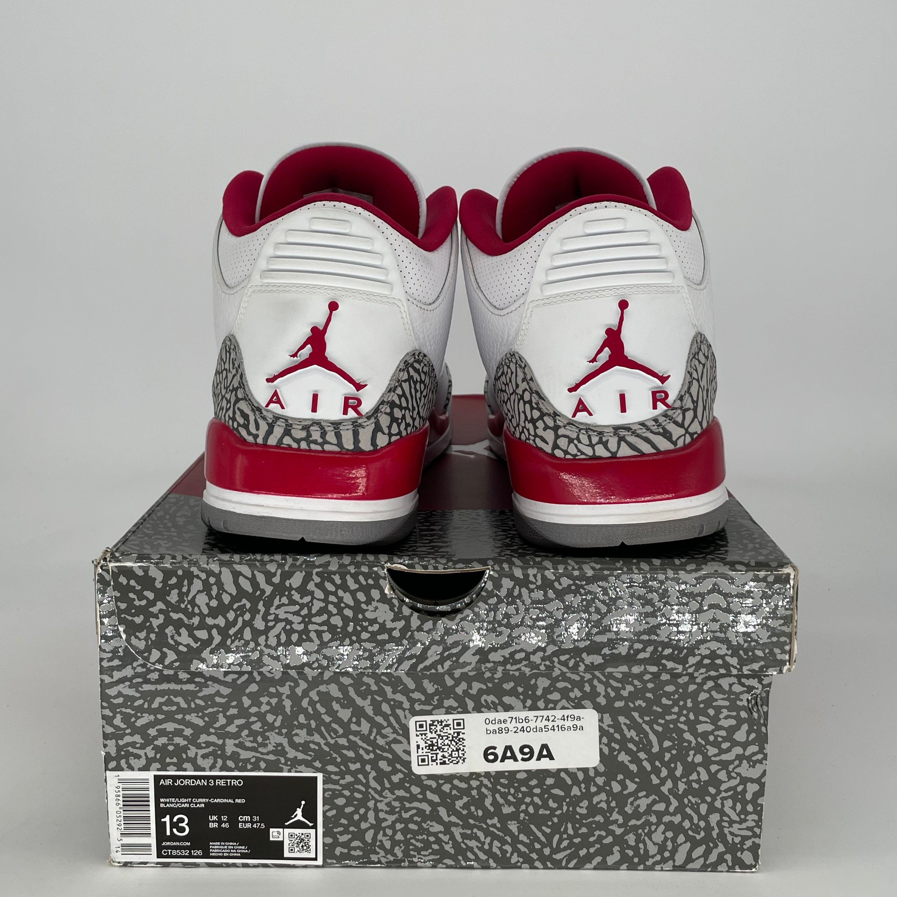 AIR JORDAN 3 CARDINAL RED CT8532-126 SIZE 13/14.5W
