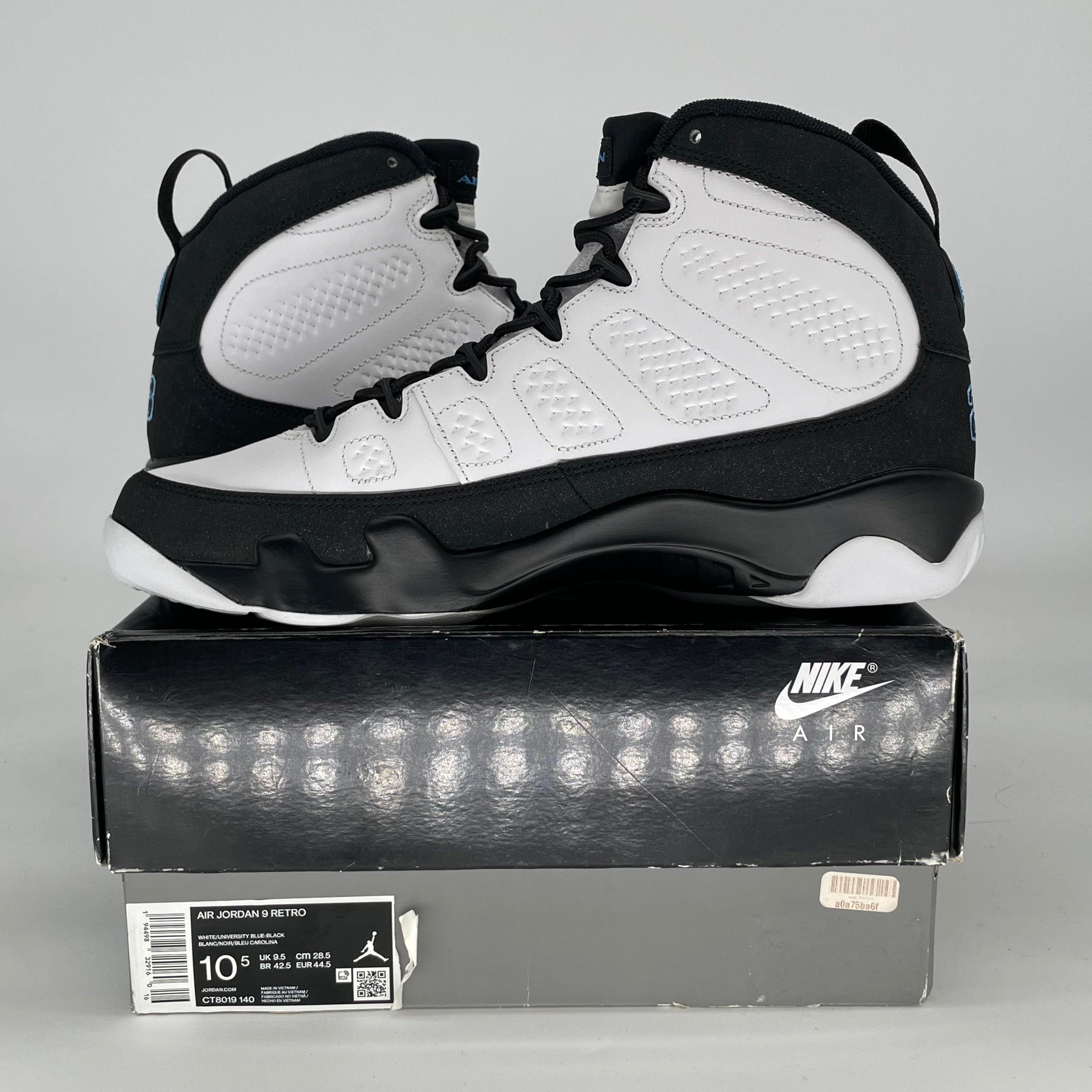 AIR JORDAN 9 UNIVERSITY BLUE CT8019-140 SIZE 10.5/12W