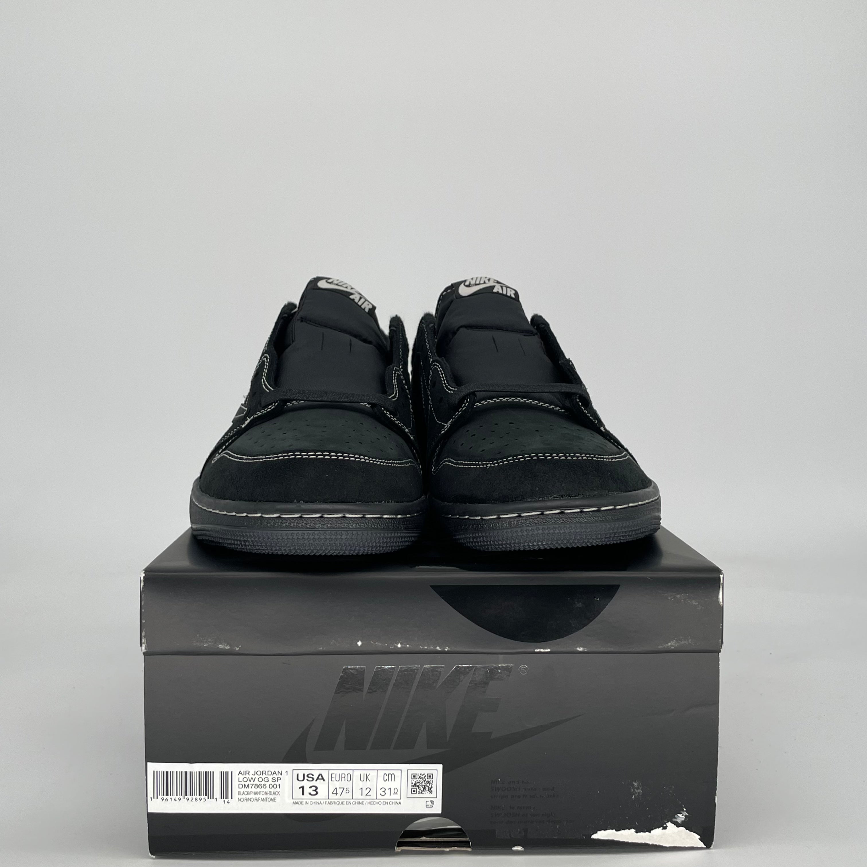 TRAVIS SCOTT X AIR JORDAN 1 LOW BLACK PHANTOM DM7866-001 SIZE 13/14.5W