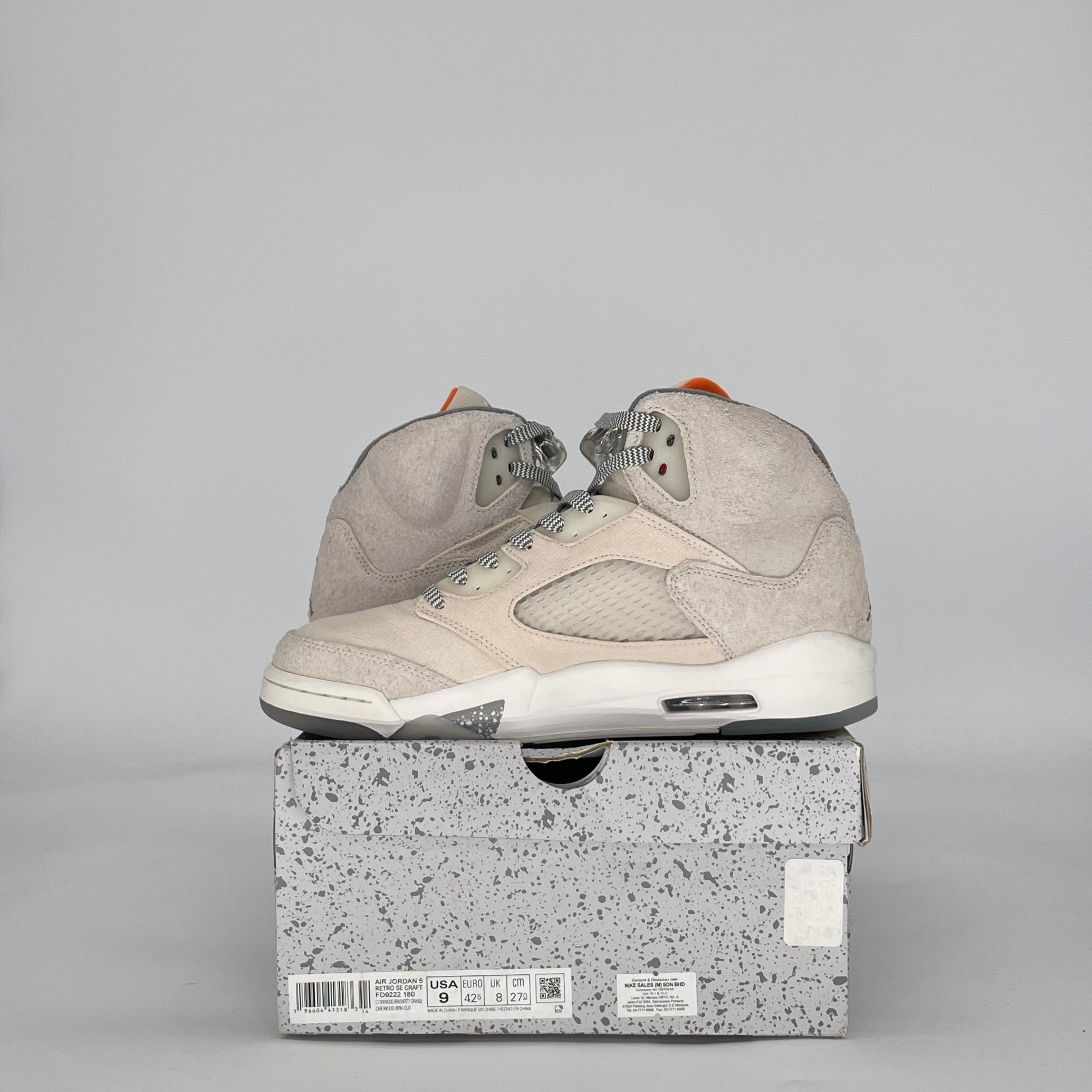 AIR JORDAN 5 CRAFT LIGHT OREWOOD BROWN FD9222-180 SIZE 9/10.5W
