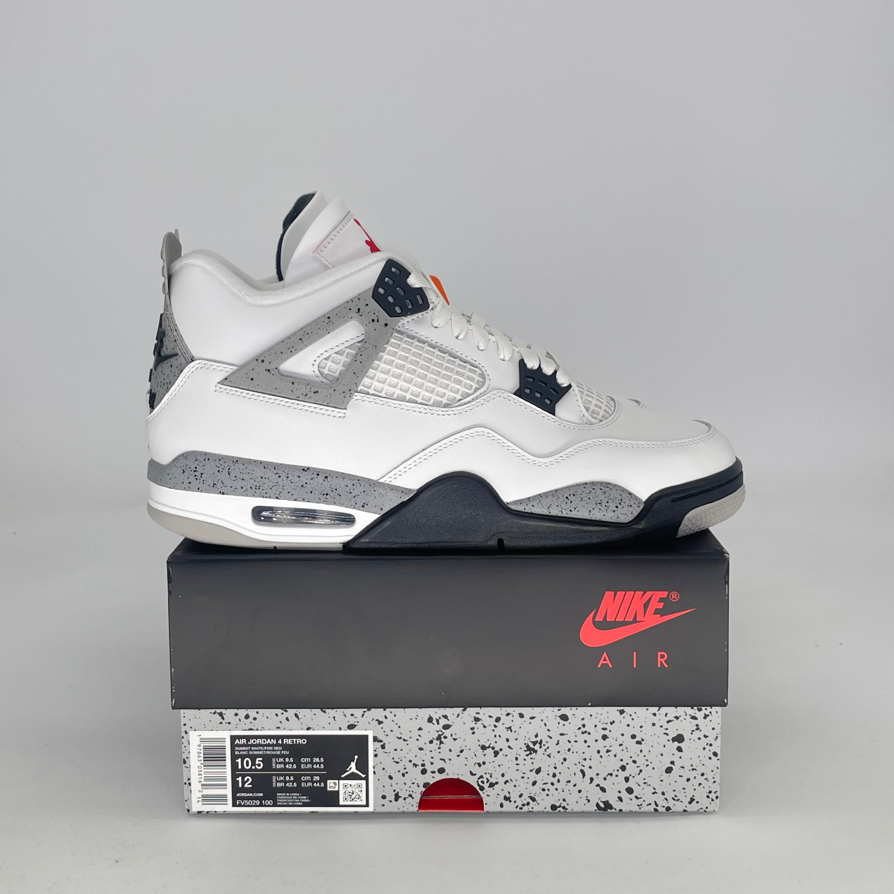 AIR JORDAN 4 WHITE CEMENT FV5029-100 SIZE 10.5/12W
