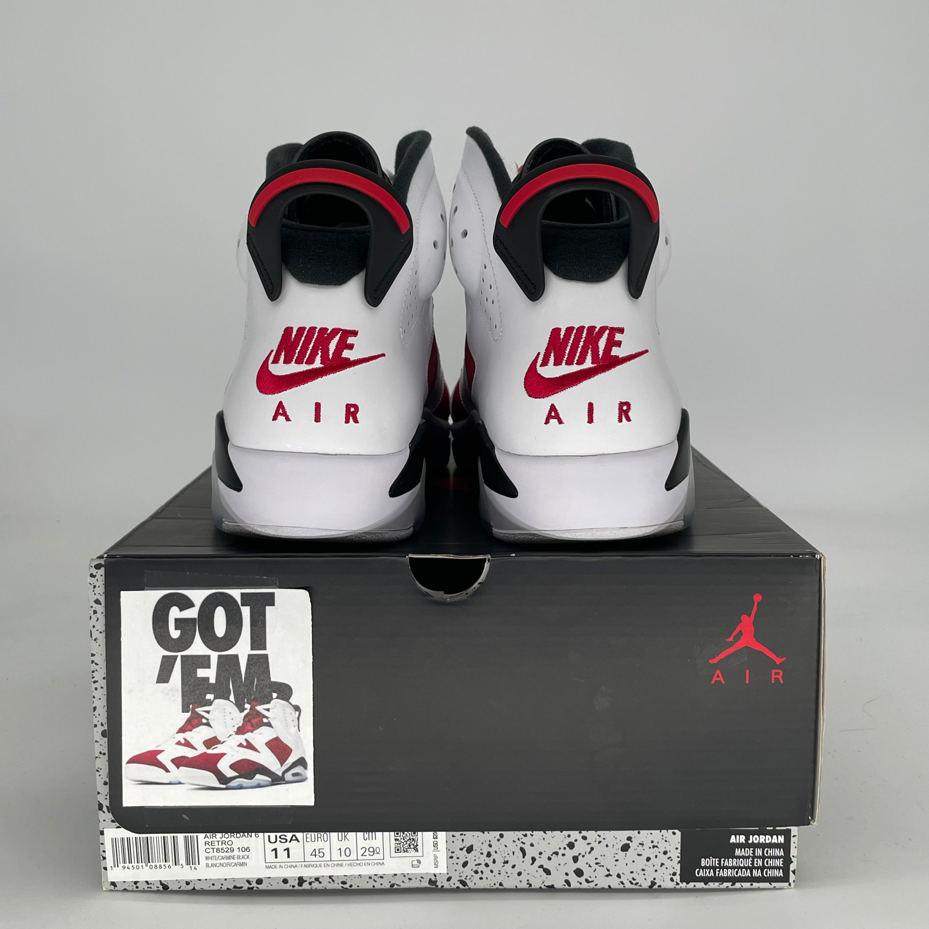 AIR JORDAN 6 CARMINE CT8529-106 SIZE 11/12.5W