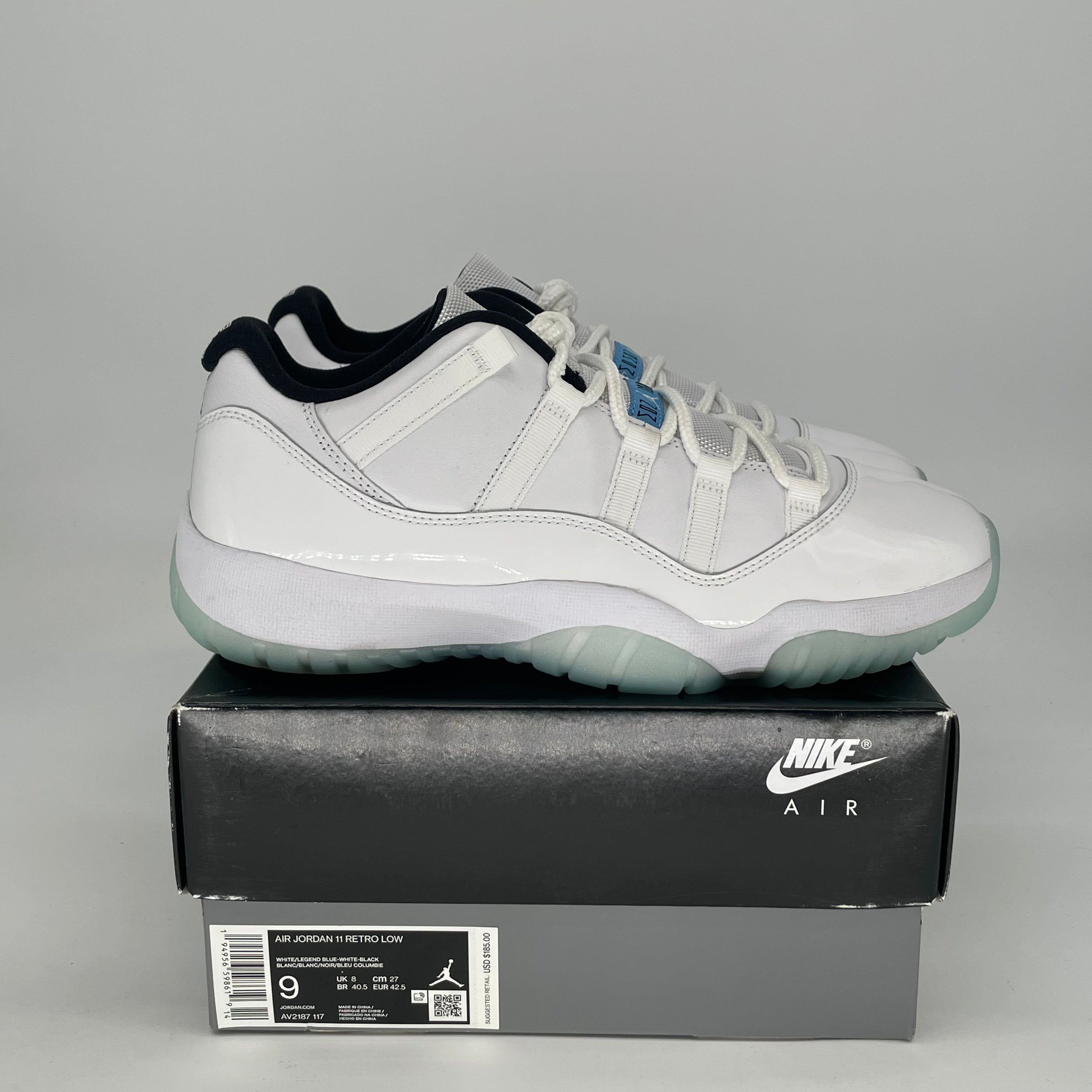 AIR JORDAN 11 LOW LEGEND BLUE AV2187-117 SIZE 9/10.5W