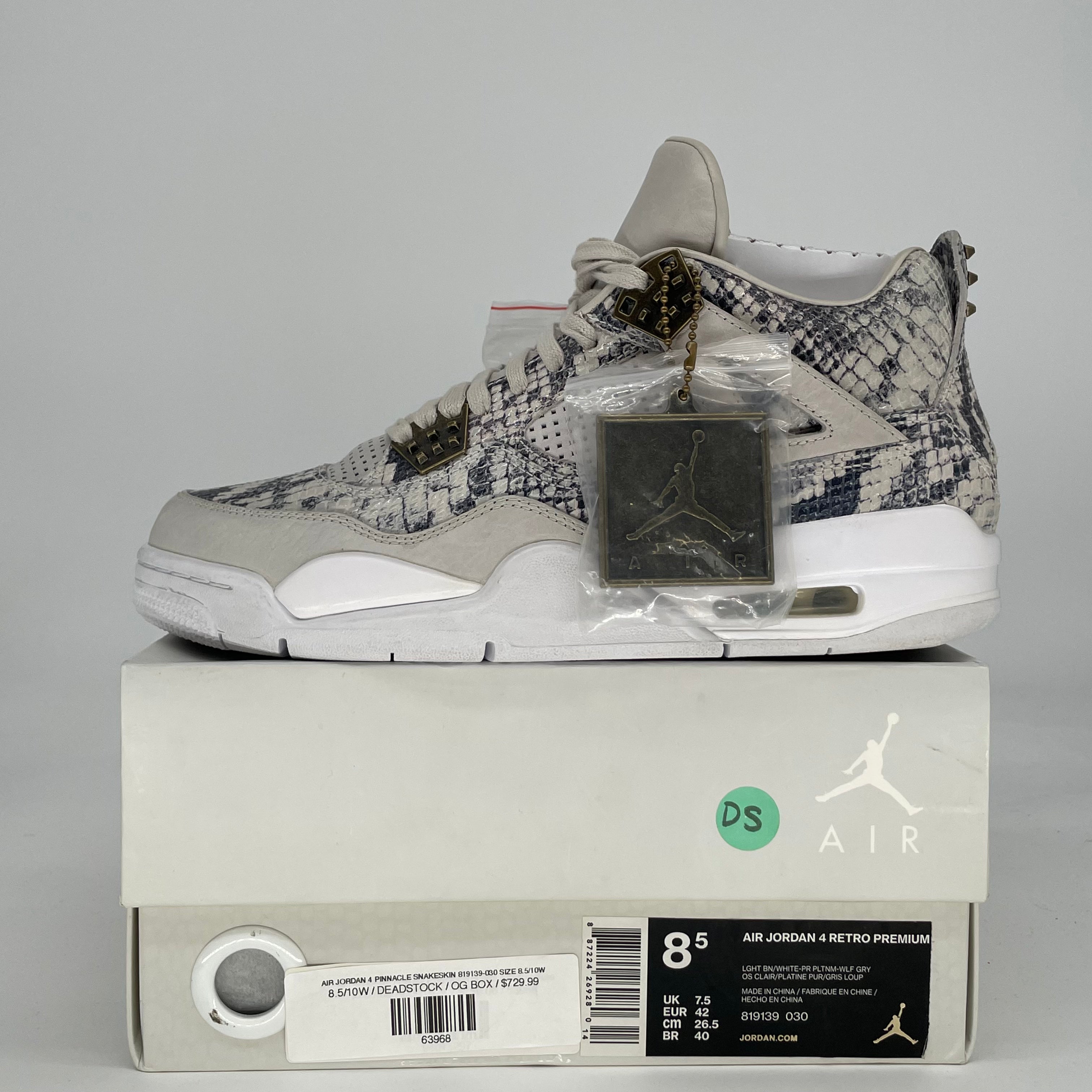 AIR JORDAN 4 PINNACLE SNAKESKIN 819139-030 SIZE 8.5/10W