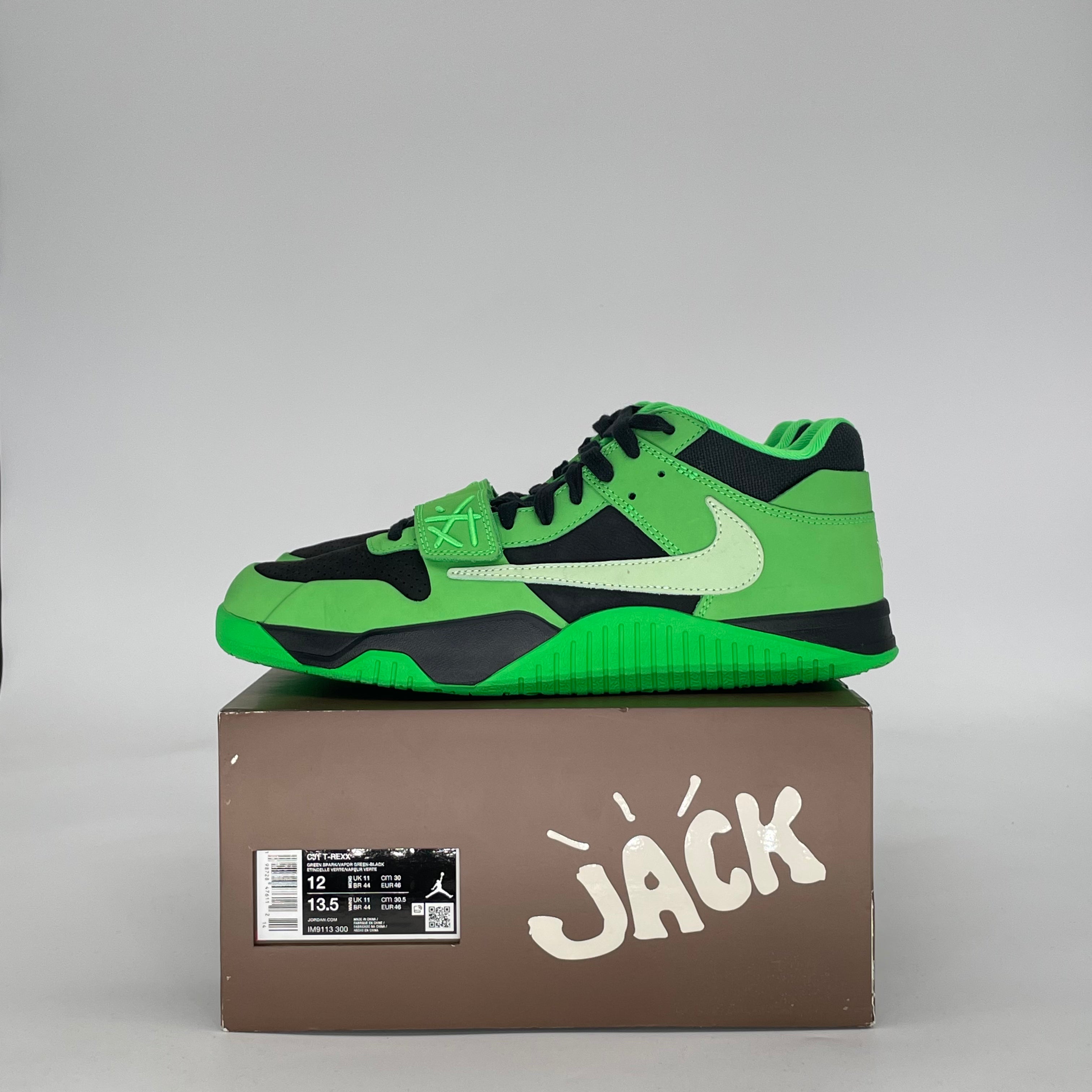 AIR JORDAN CJ1 T-REXX TRAVIS SCOTT GREEN SPARK IM9113-300 SIZE 12/13.5W