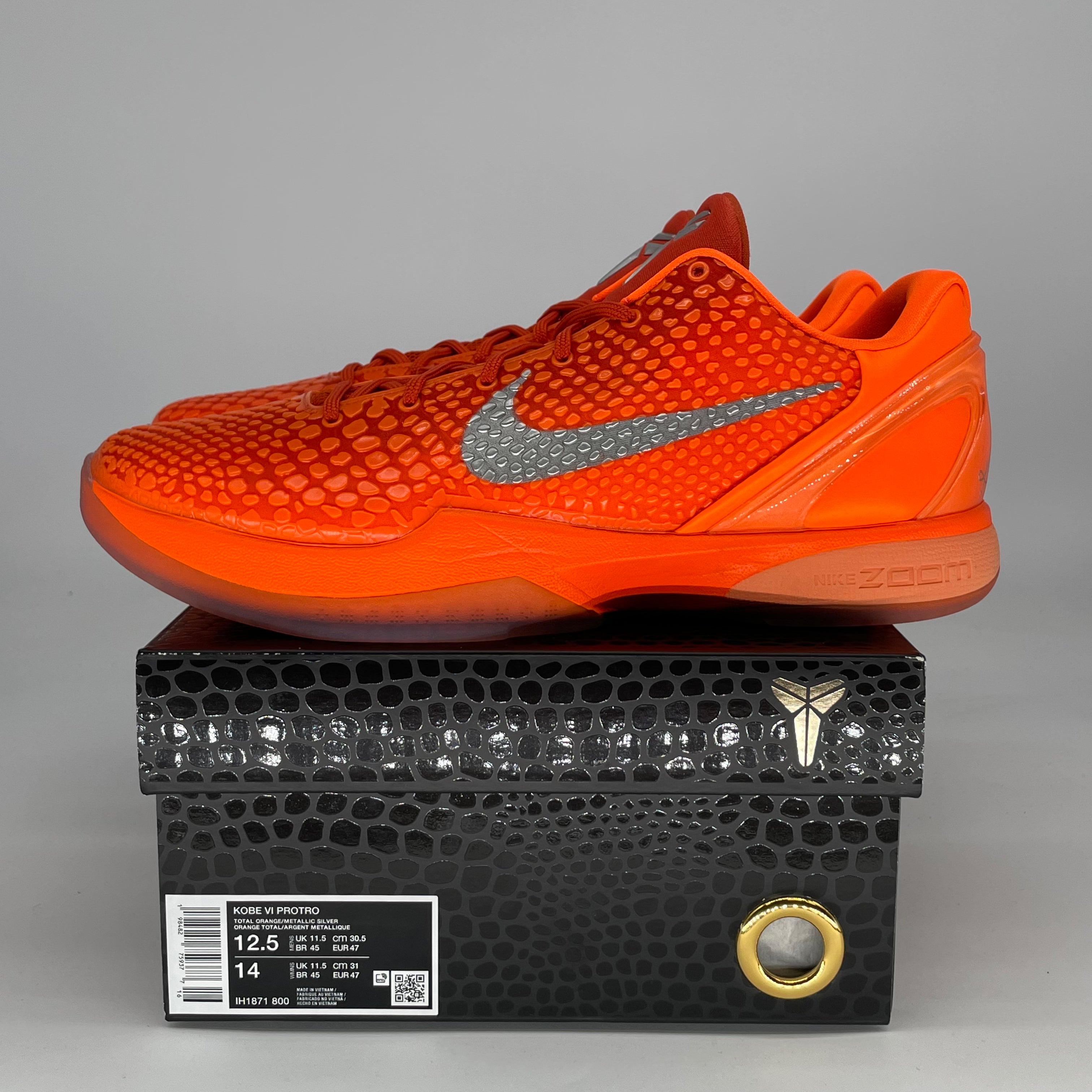 NIKE KOBE 6 PROTRO TOTAL ORANGE IH1871-800 SIZE 12.5/14W
