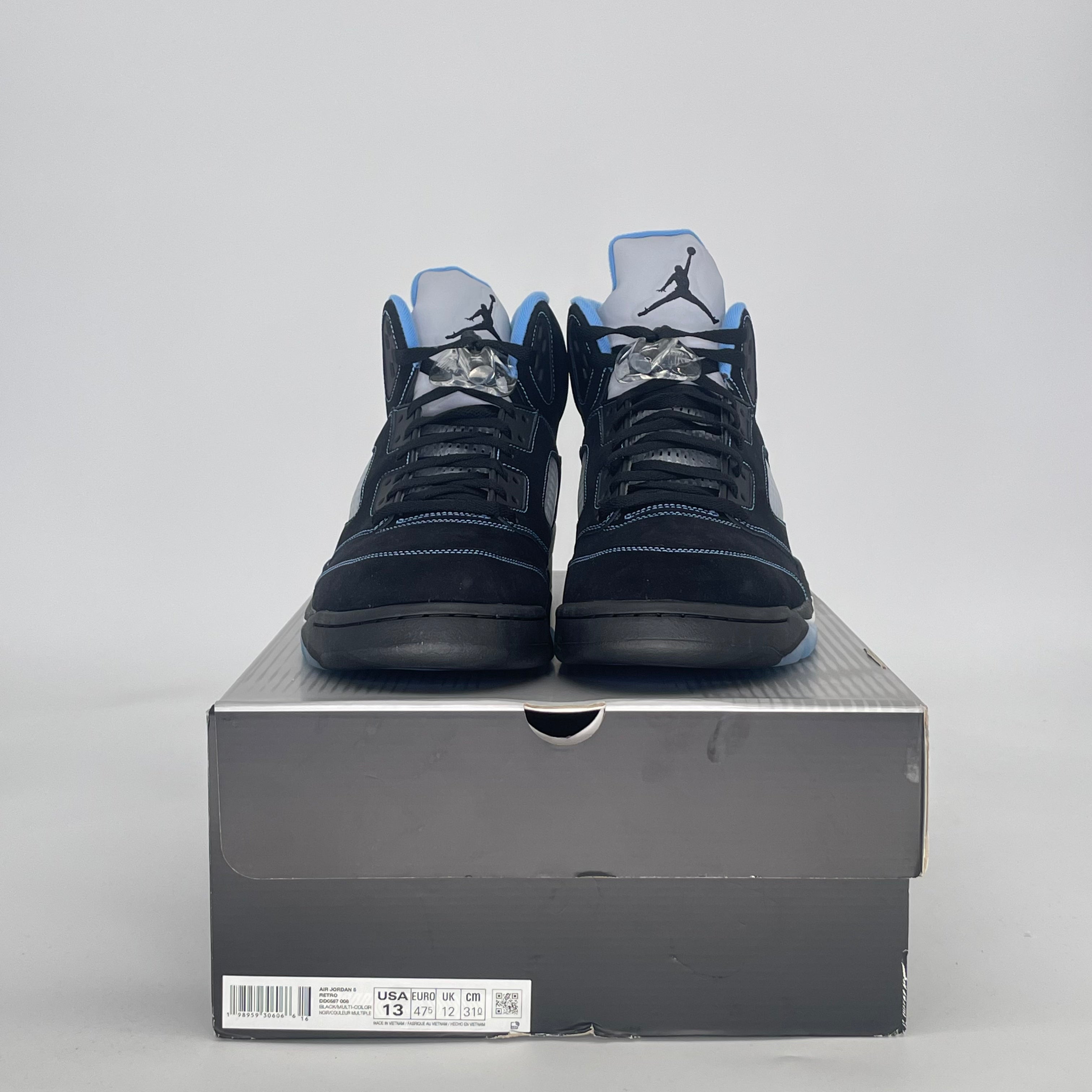 AIR JORDAN 5 BLACK UNIVERSITY BLUE DD0587-008 SIZE 13/14.5W