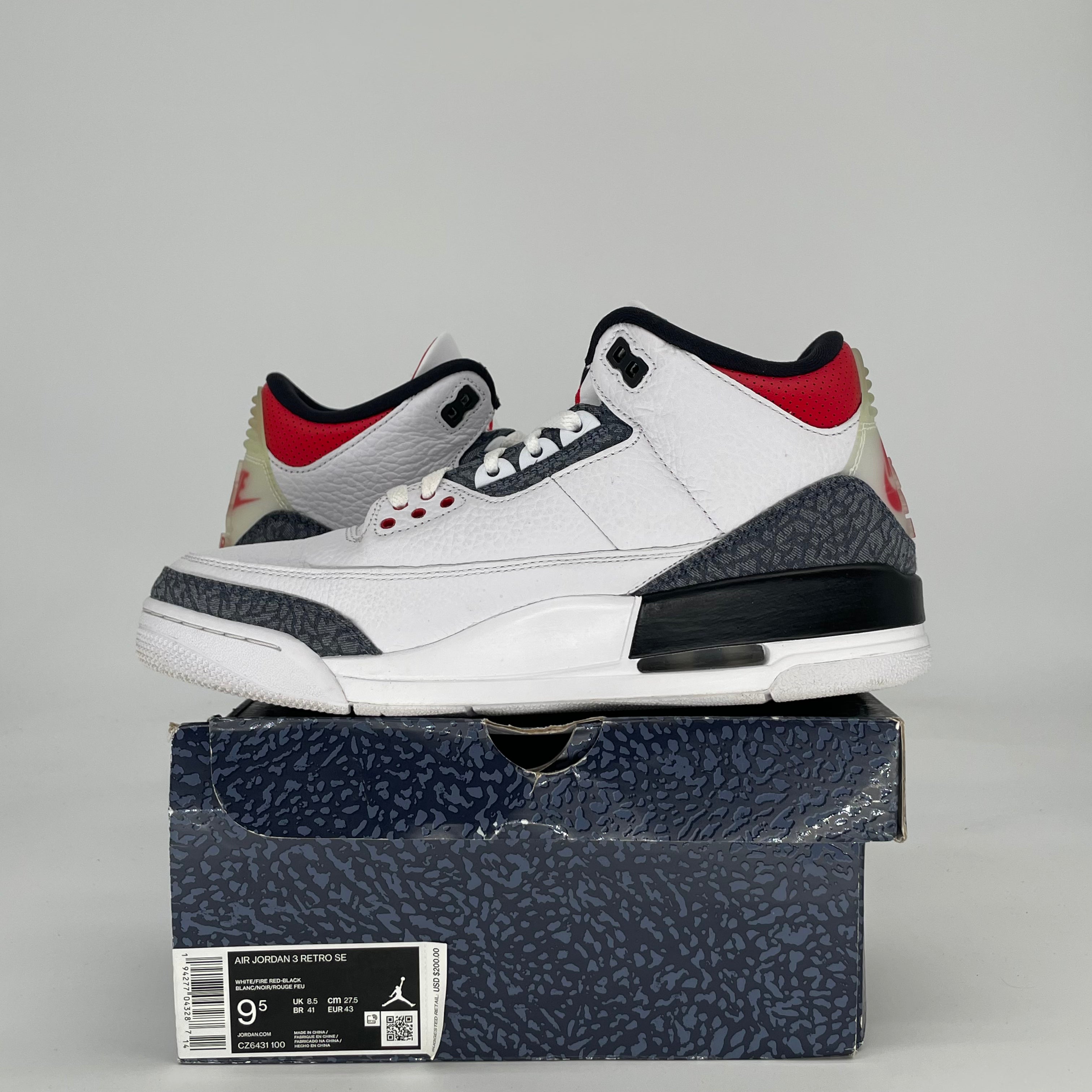 AIR JORDAN 3 SE FIRE RED DENIM DZ6431-100 SIZE 9.5/11W