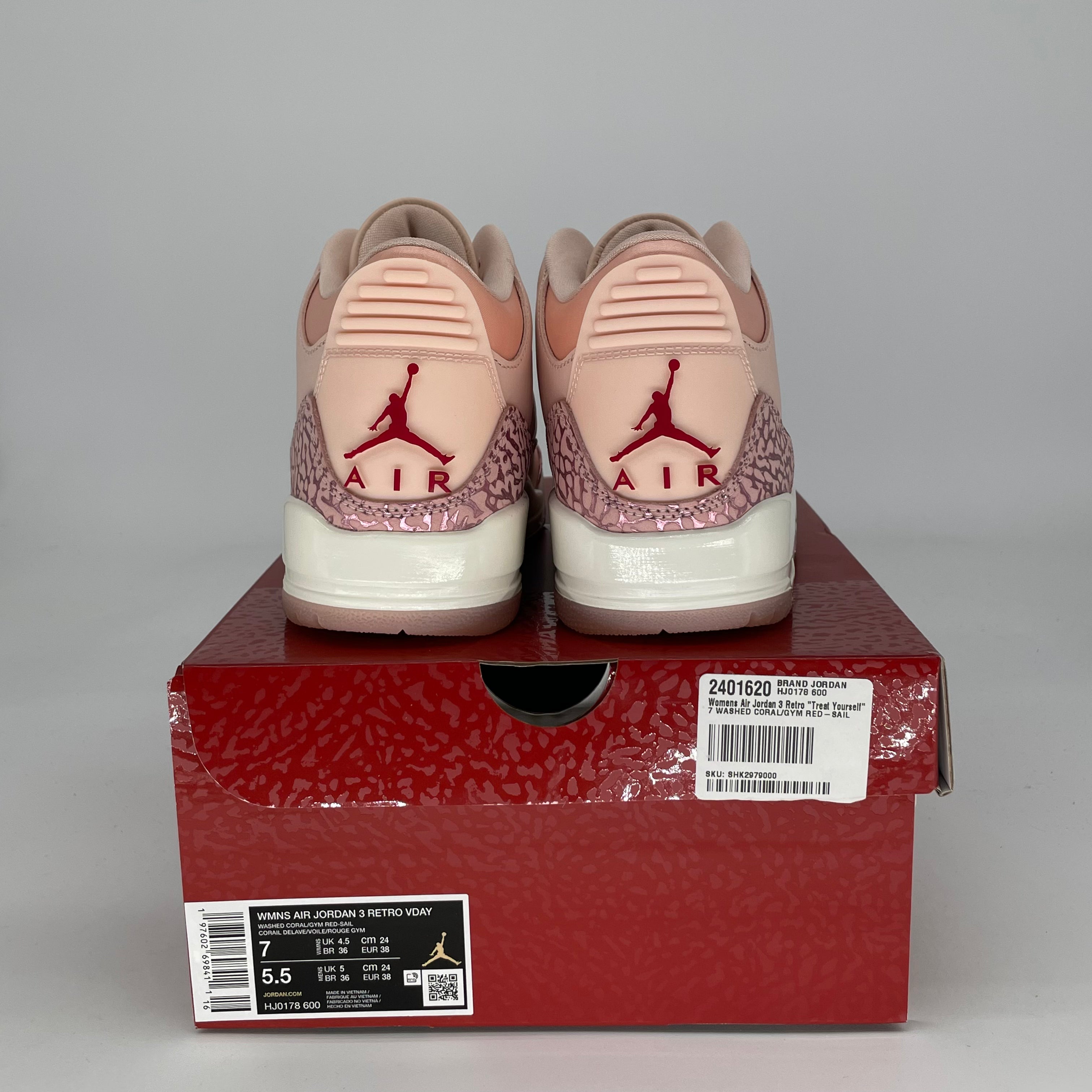 AIR JORDAN 3 VALENTINE'S DAY TREAT YOURSELF W HJ0178-600 SIZE 5.5/7W