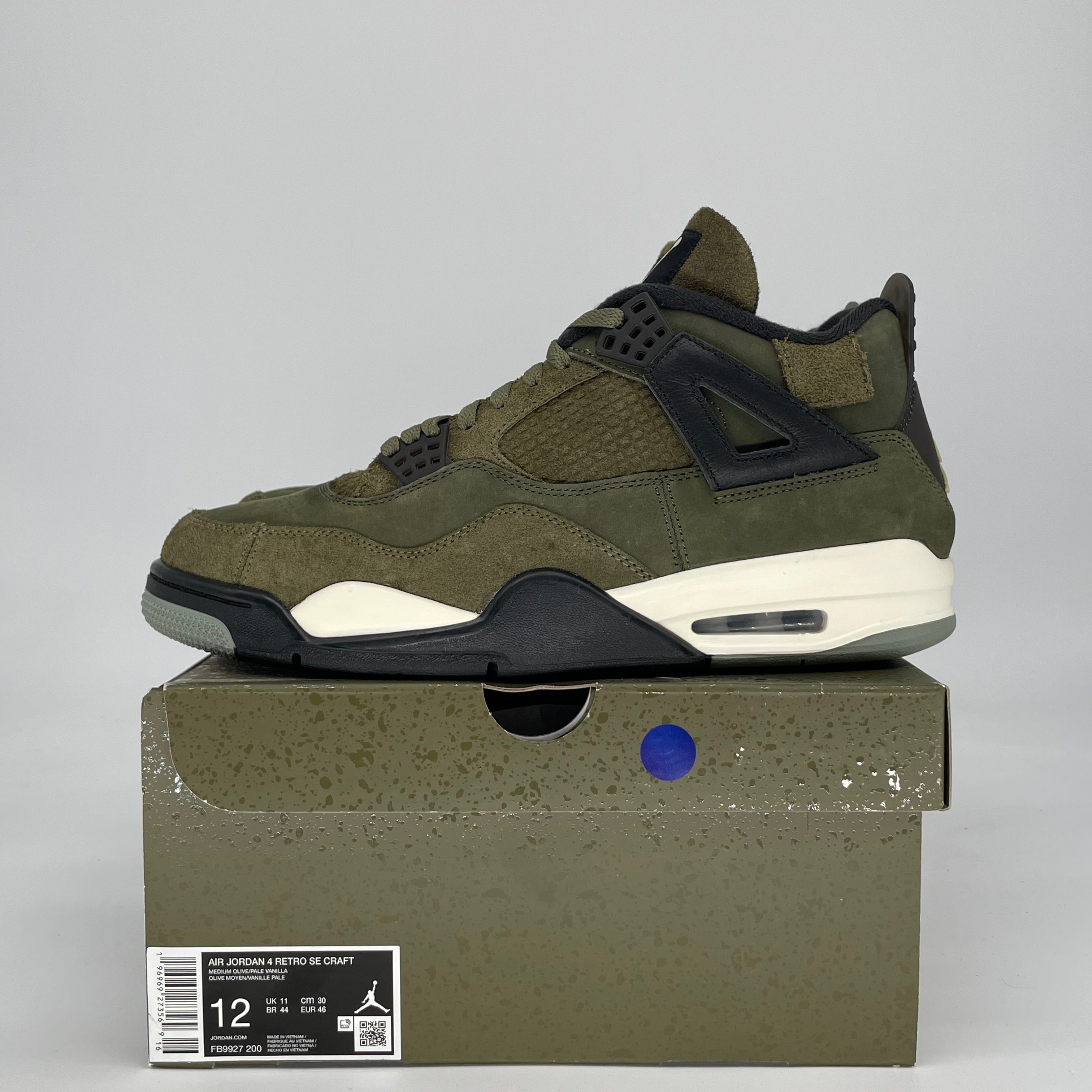 AIR JORDAN 4 CRAFT MEDIUM OLIVE FB9927-200 SIZE 12/13.5W