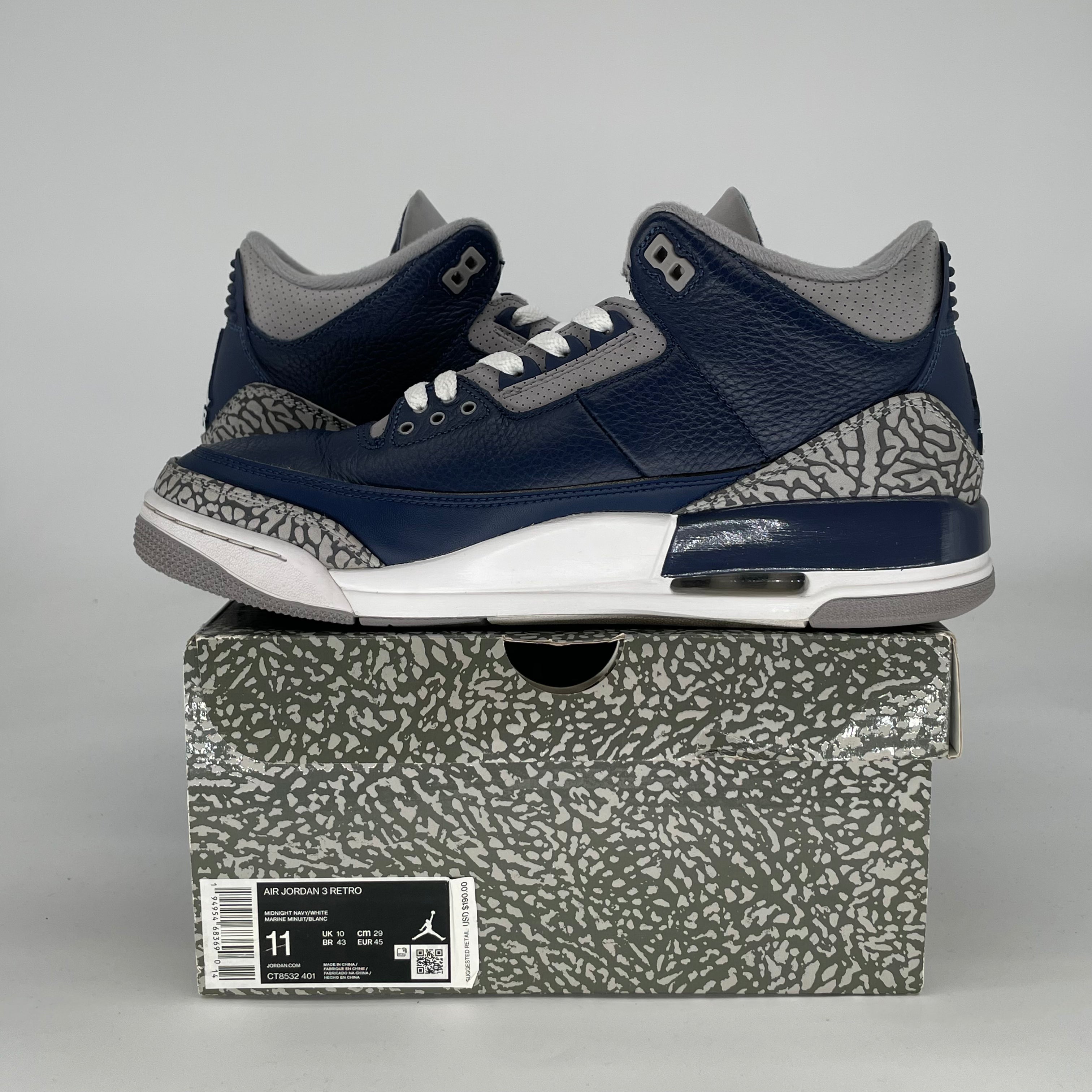 AIR JORDAN 3 GEORGETOWN CT8532-401 SIZE 11/12.5W