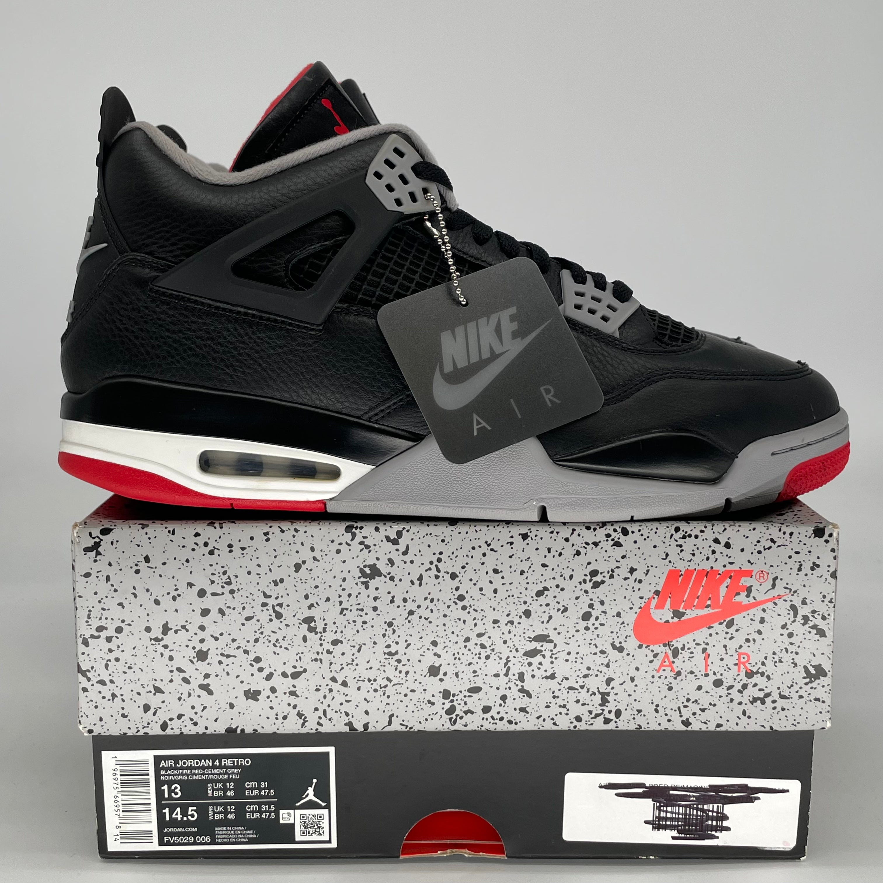 AIR JORDAN 4 BRED REIMAGINED FV5029-006 SIZE 13/14.5W