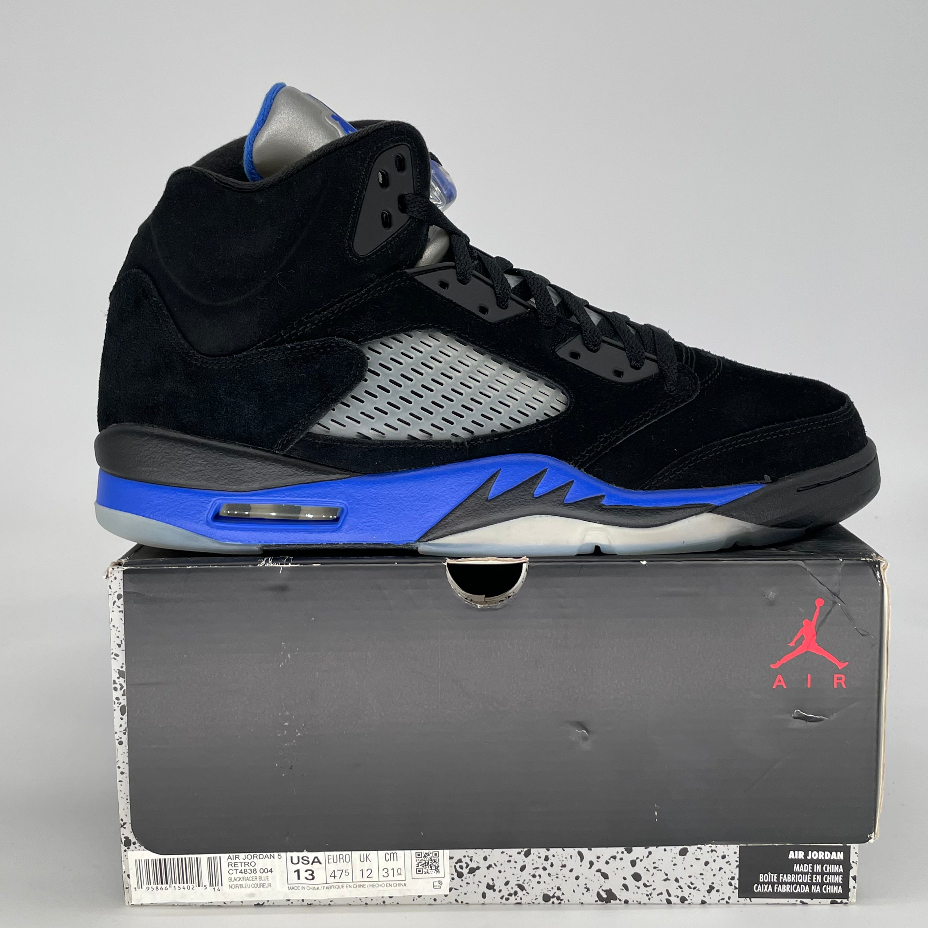 AIR JORDAN 5 RACER BLUE CT4838-004 SIZE 13/14.5W
