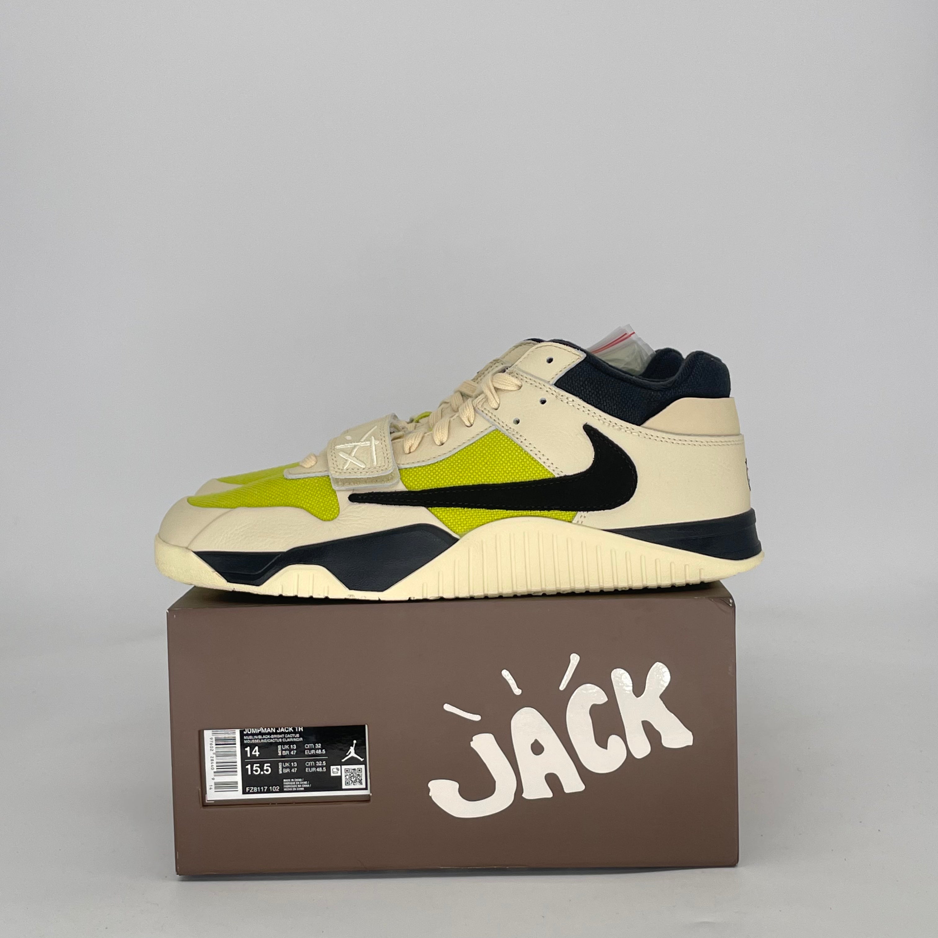 AIR JORDAN JUMPMAN JACK TR TRAVIS SCOTT BRIGHT CACTUS FZ8117-102 SIZE 14/15.5W
