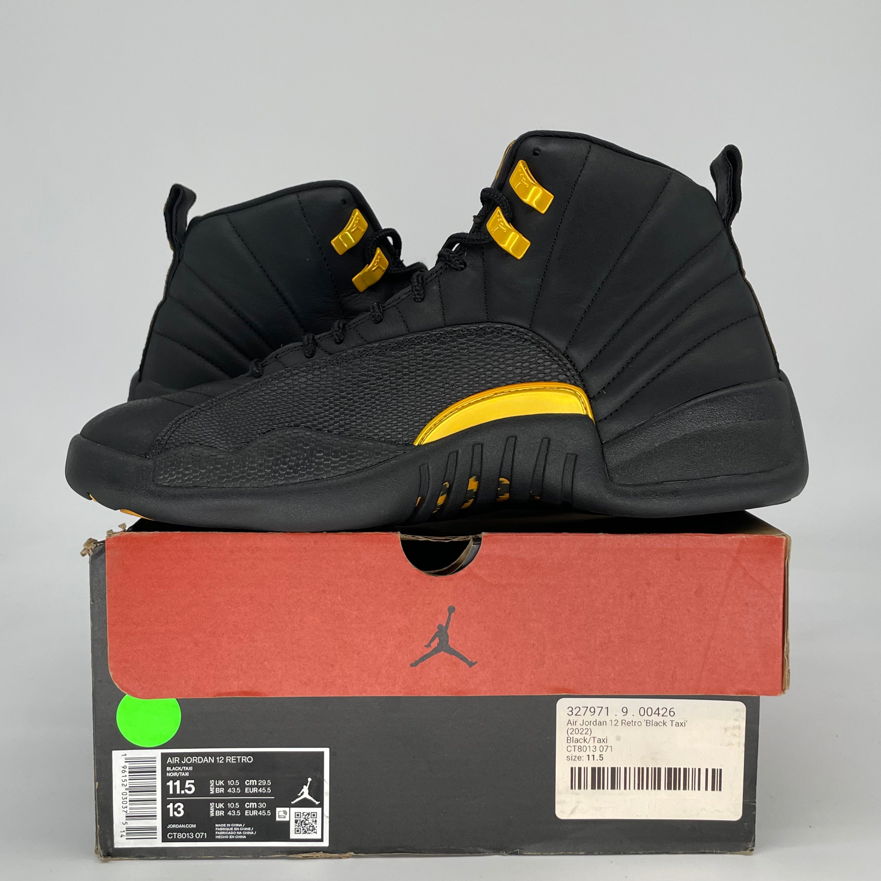 AIR JORDAN 12 BLACK TAXI CT8013-071 SIZE 11.5/13W