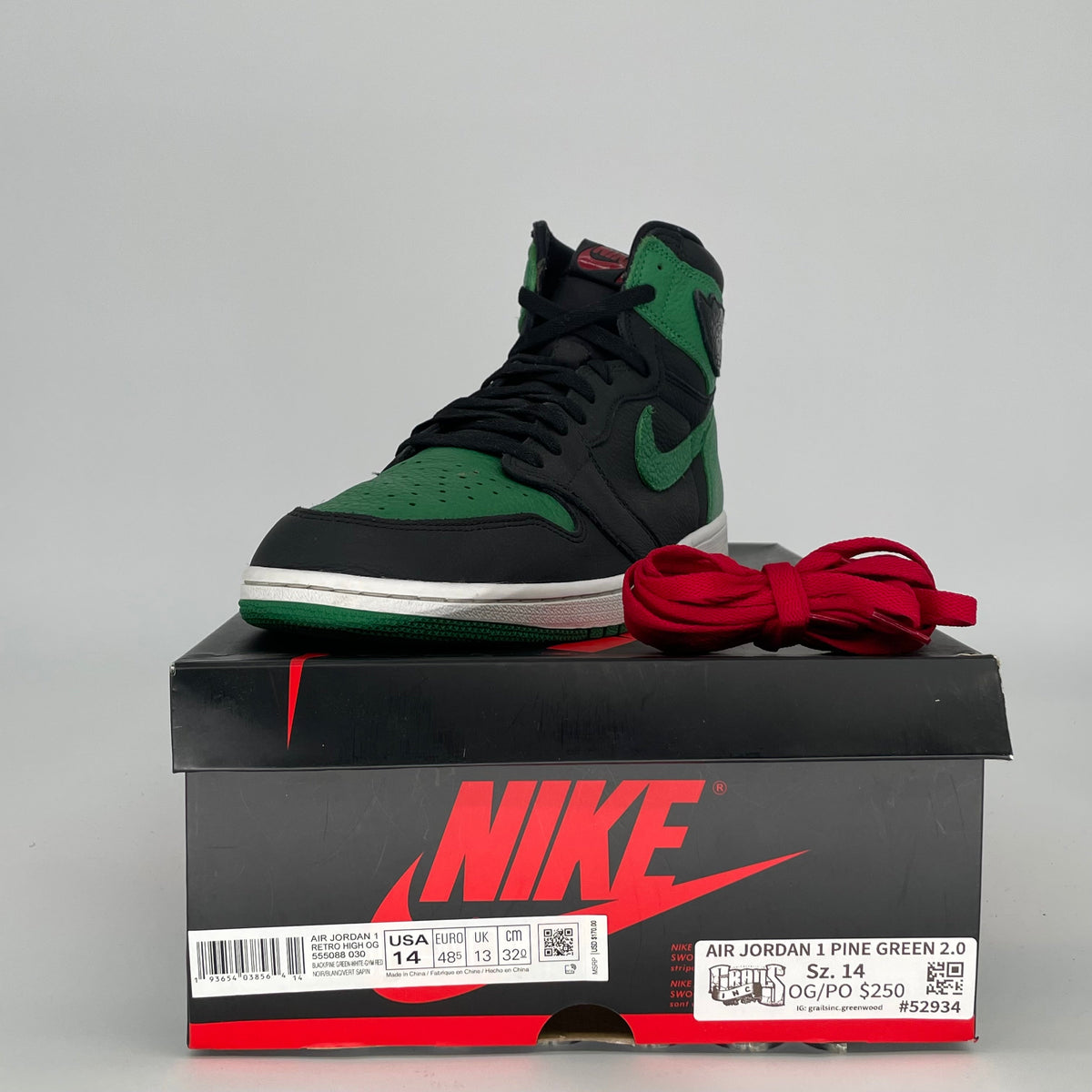 Jordan 1 Retro High Pine Green Black
