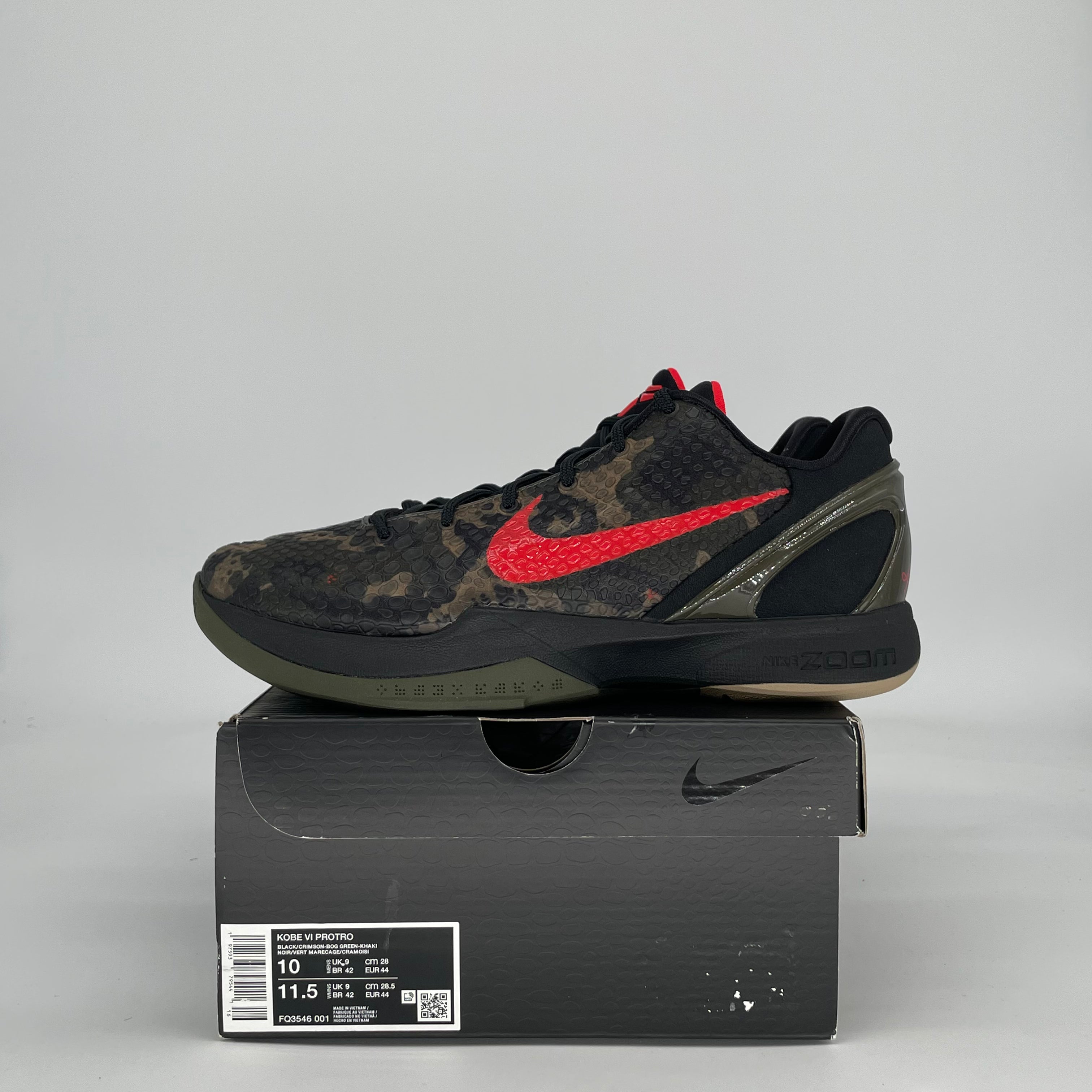 NIKE KOBE 6 PROTRO ITALIAN CAMO FQ3546-001 SIZE 10/11.5W