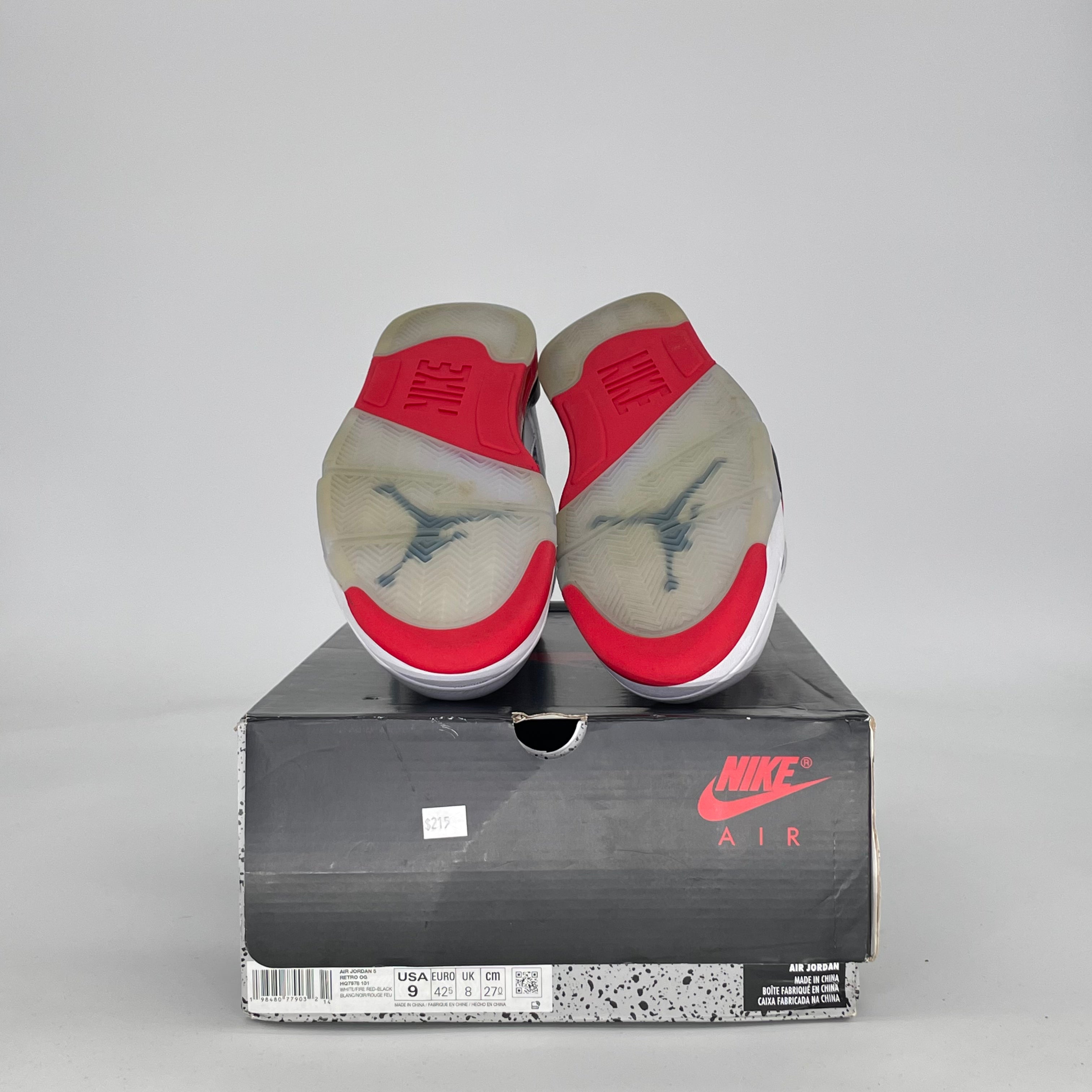 AIR JORDAN 5 FIRE RED BLACK TONGUE HQ7978-101 SIZE 9/10.5W