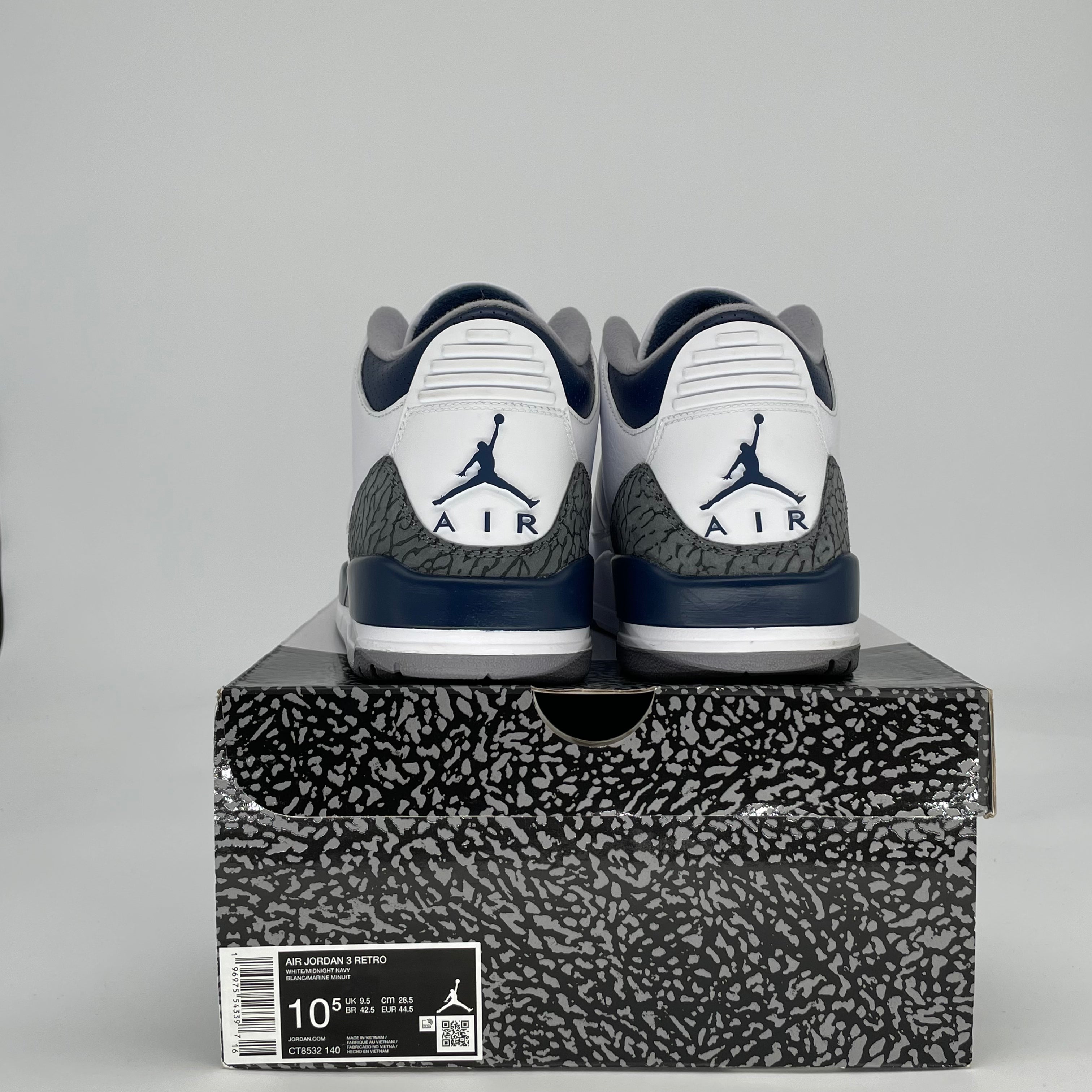 AIR JORDAN 3 MIDNIGHT NAVY CT8532-140 SIZE 10.5/12W