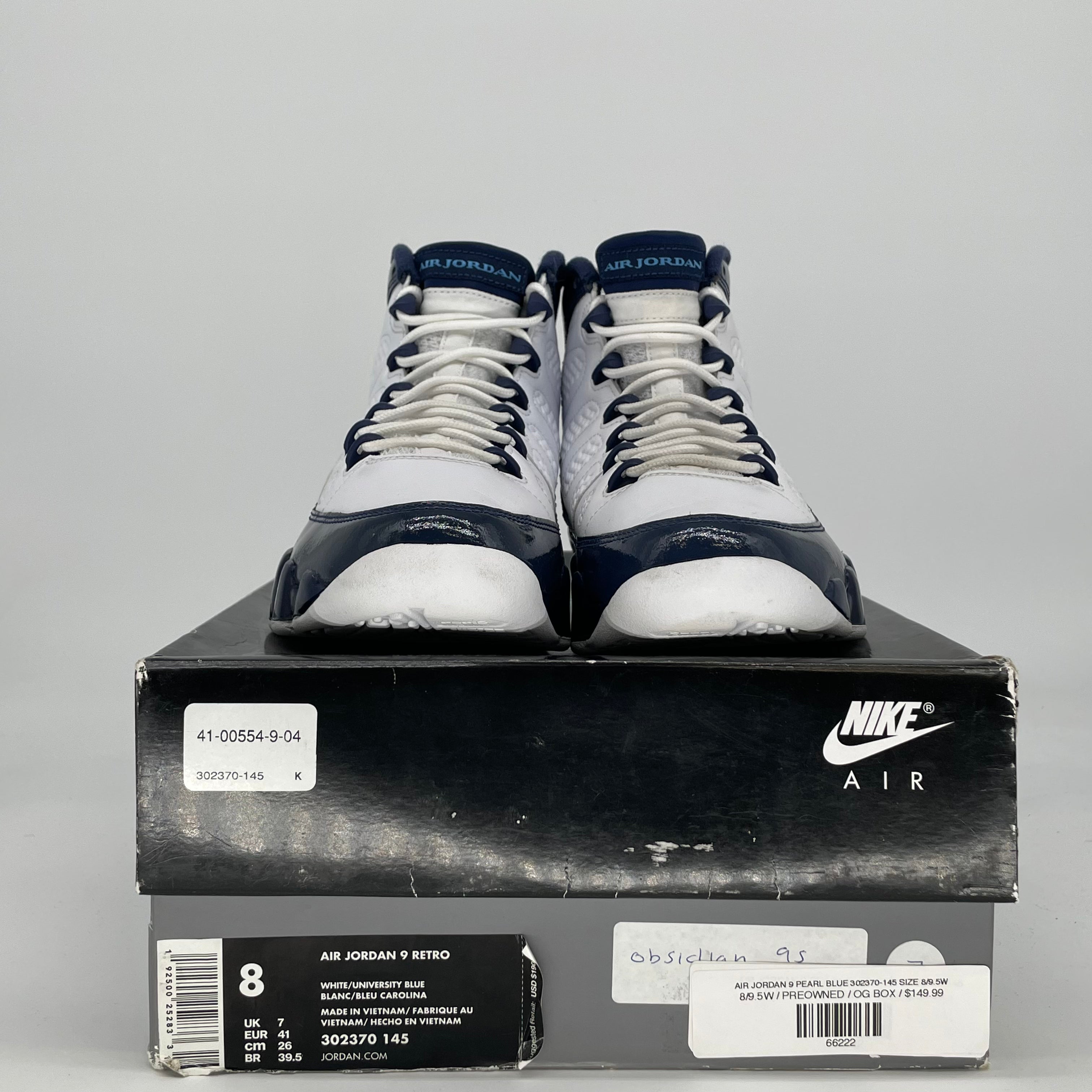 AIR JORDAN 9 PEARL BLUE 302370-145 SIZE 8/9.5W