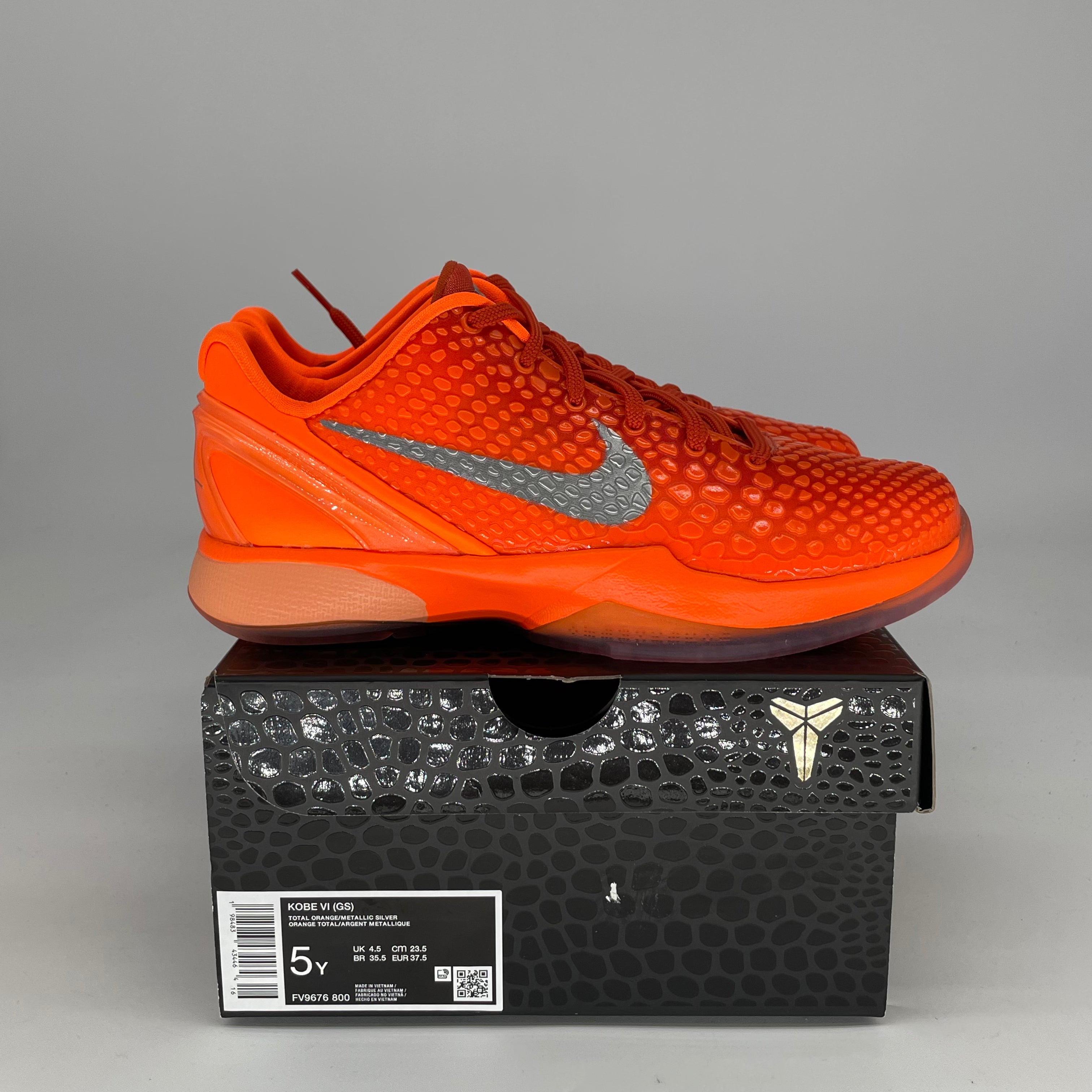 NIKE KOBE 6 TOTAL ORANGE FV9676-800 SIZE 5/6.5W