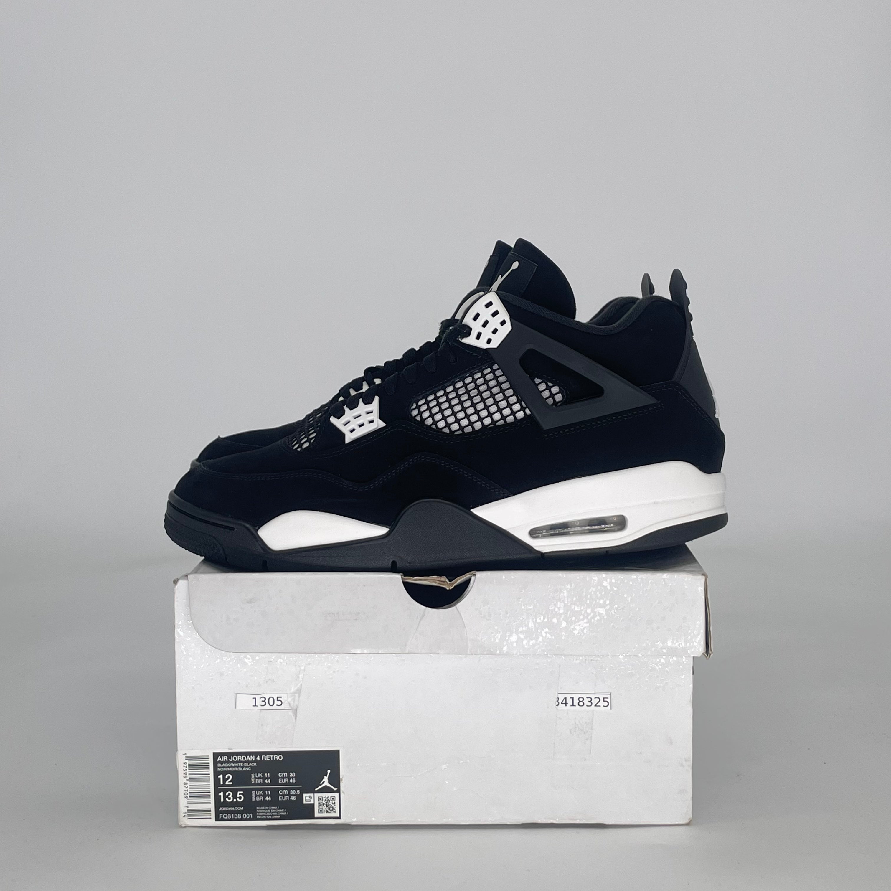 AIR JORDAN 4 WHITE THUNDER FQ8138-001 SIZE 12/13.5W