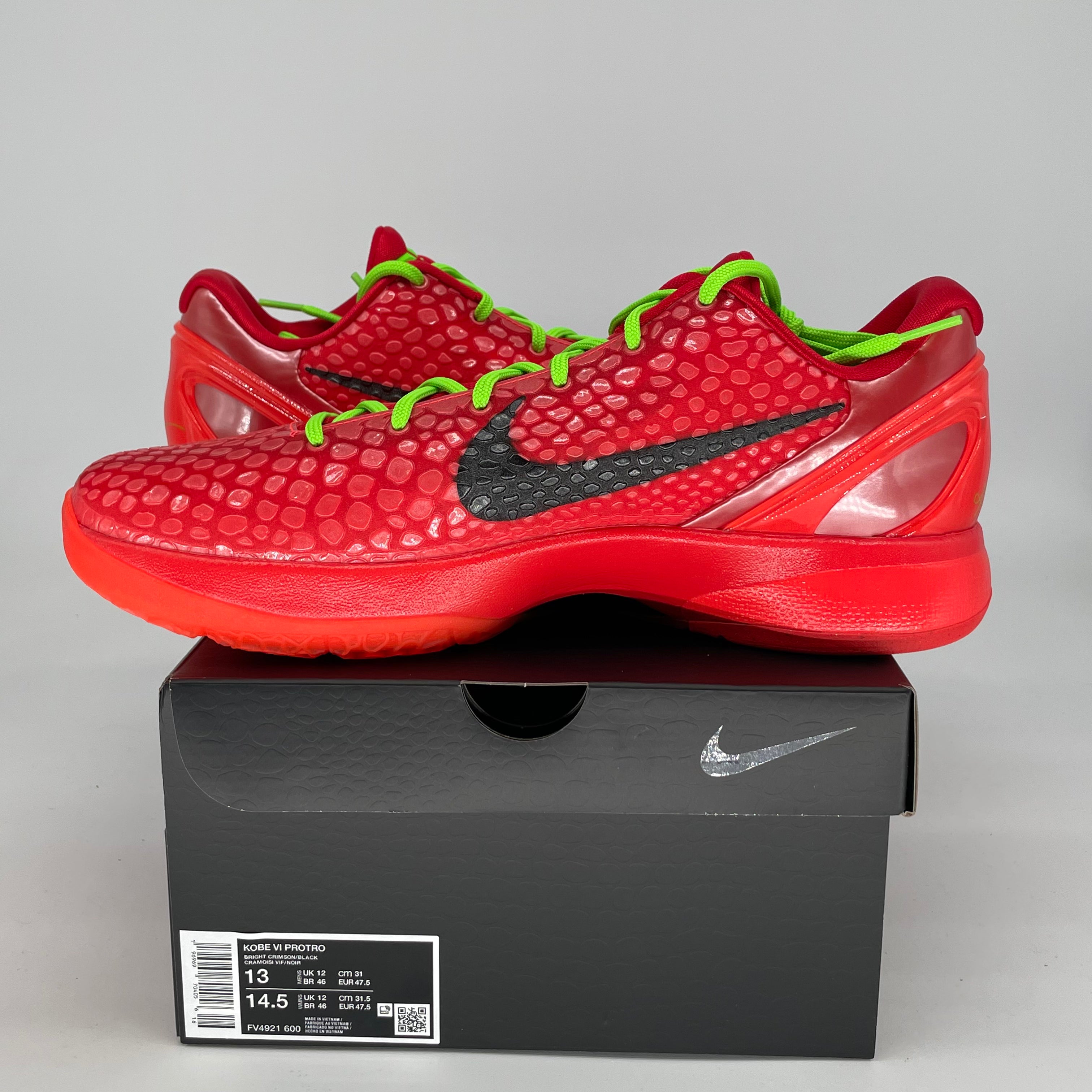 NIKE KOBE 6 PROTRO REVERSE GRINCH FV4921-600 SIZE 13/14.5W