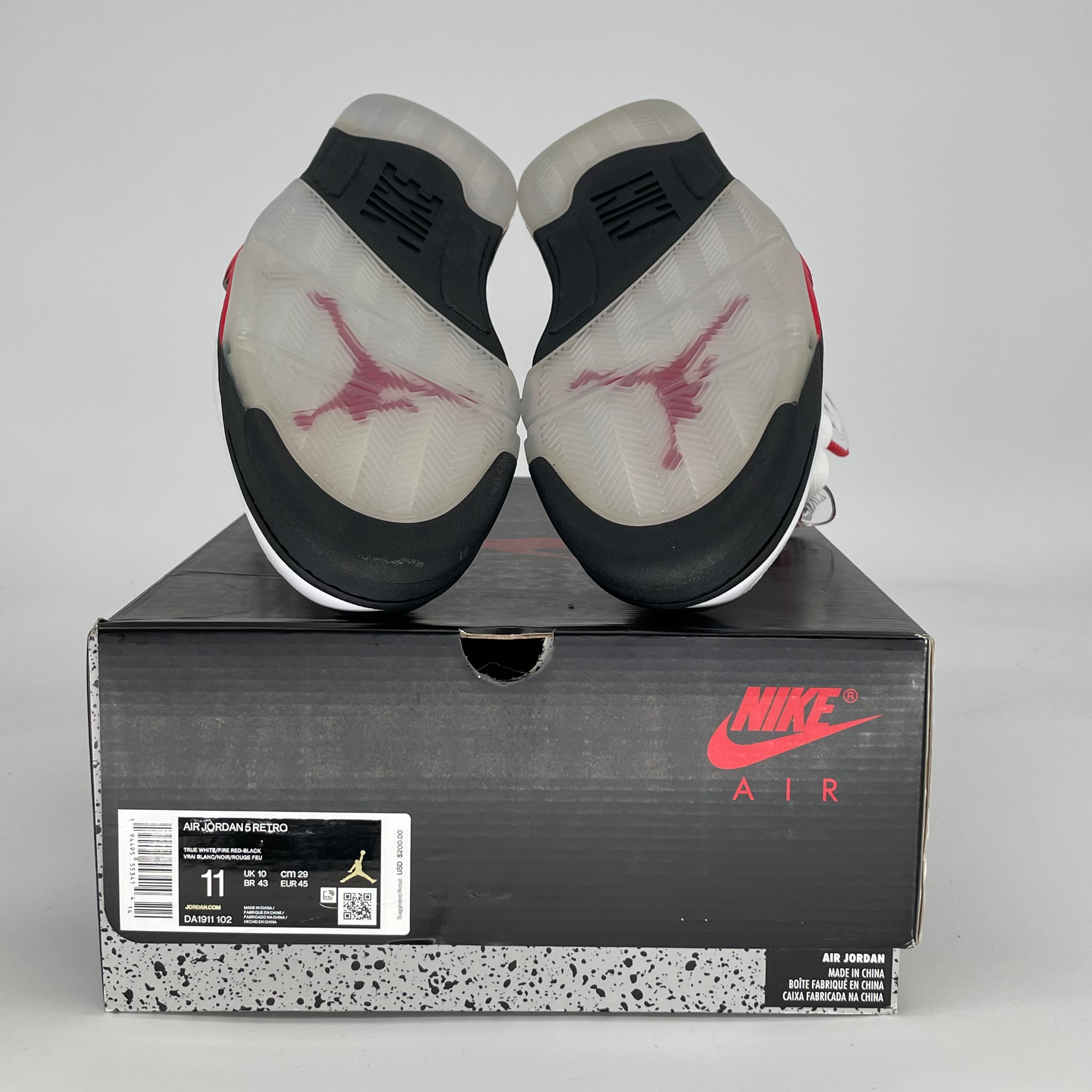 AIR JORDAN 5 FIRE RED SILVER TONGUE DA1911-102 SIZE 11/12.5W