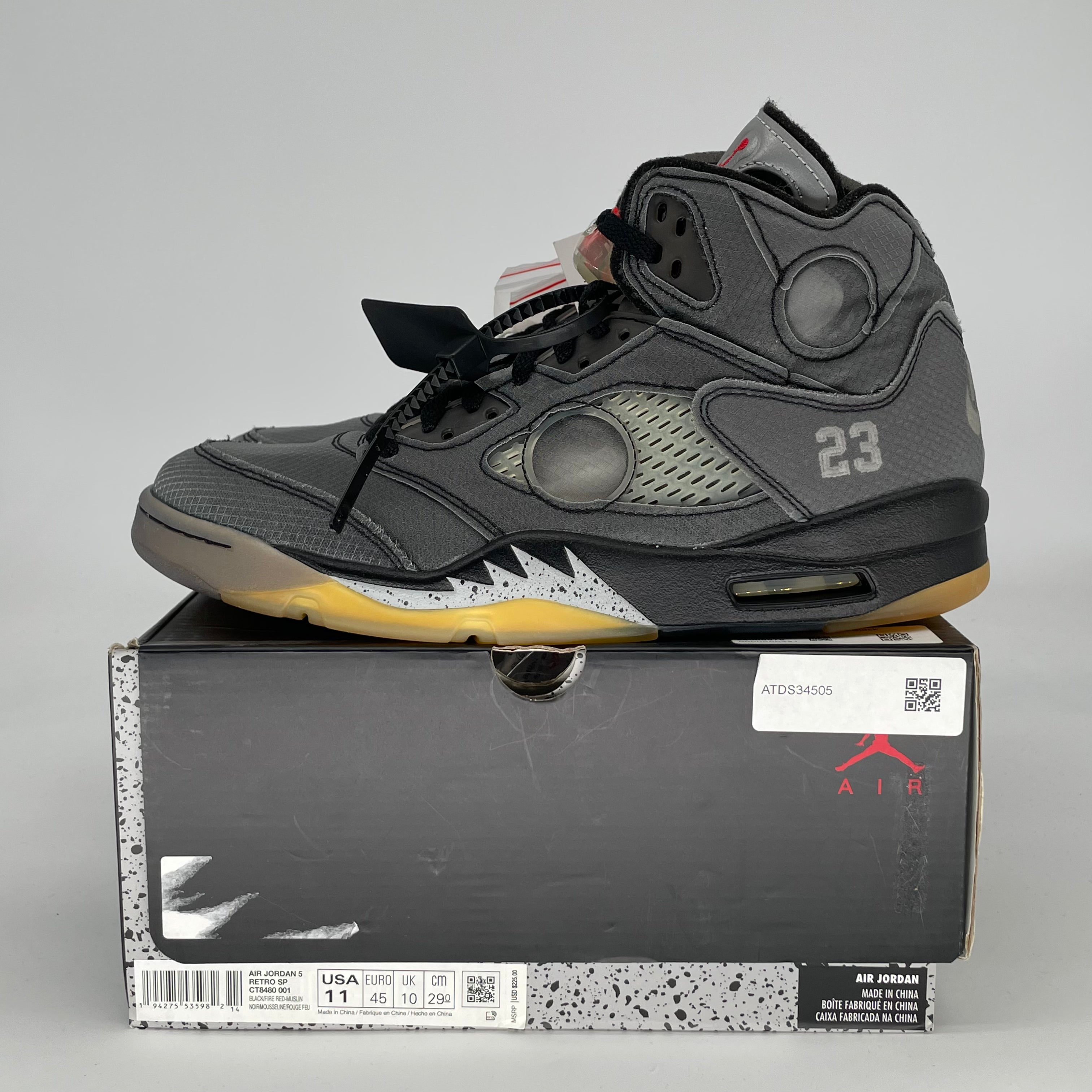 OFF WHITE X AIR JORDAN 5 MUSLIN CT8480-001 SIZE 11/12.5W