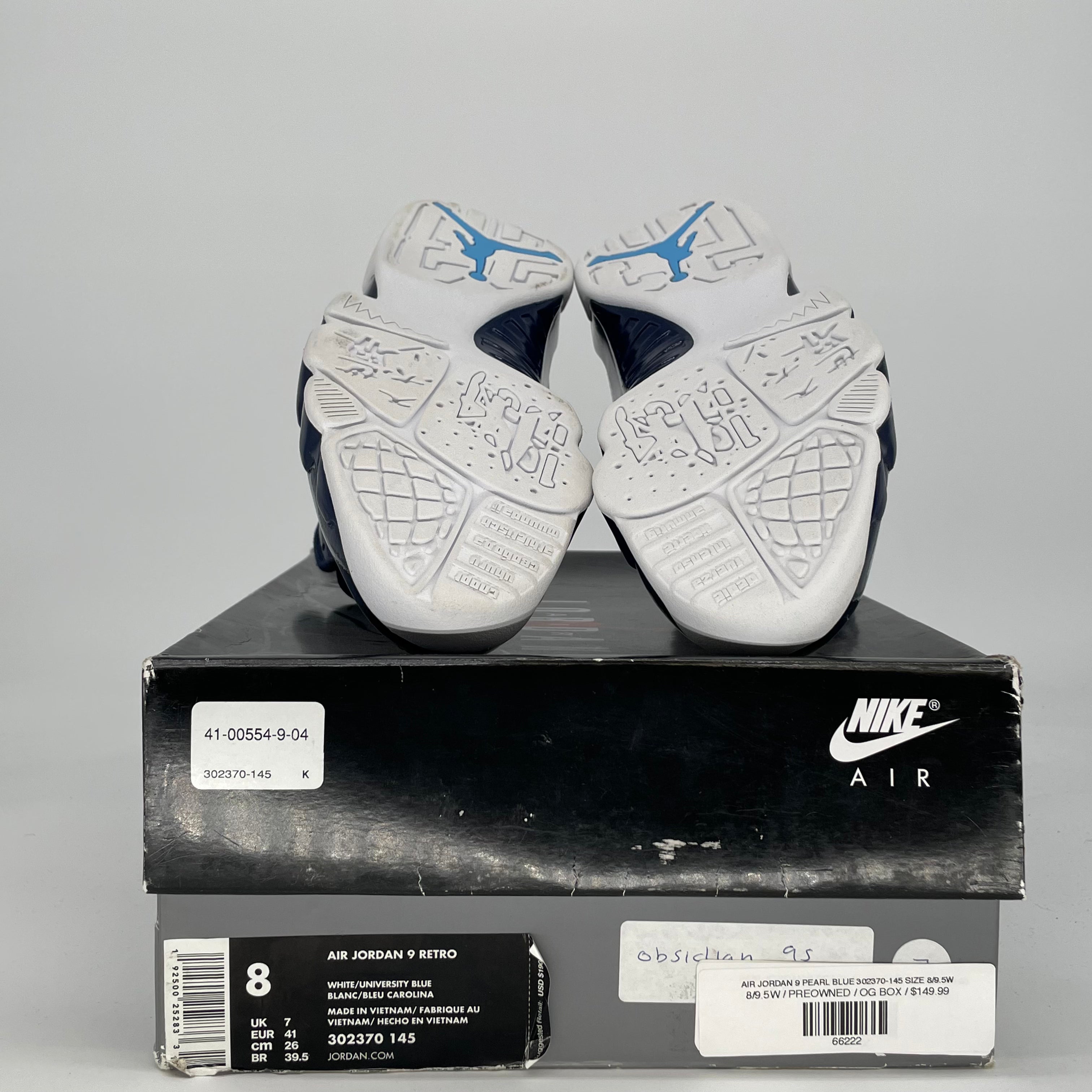 AIR JORDAN 9 PEARL BLUE 302370-145 SIZE 8/9.5W