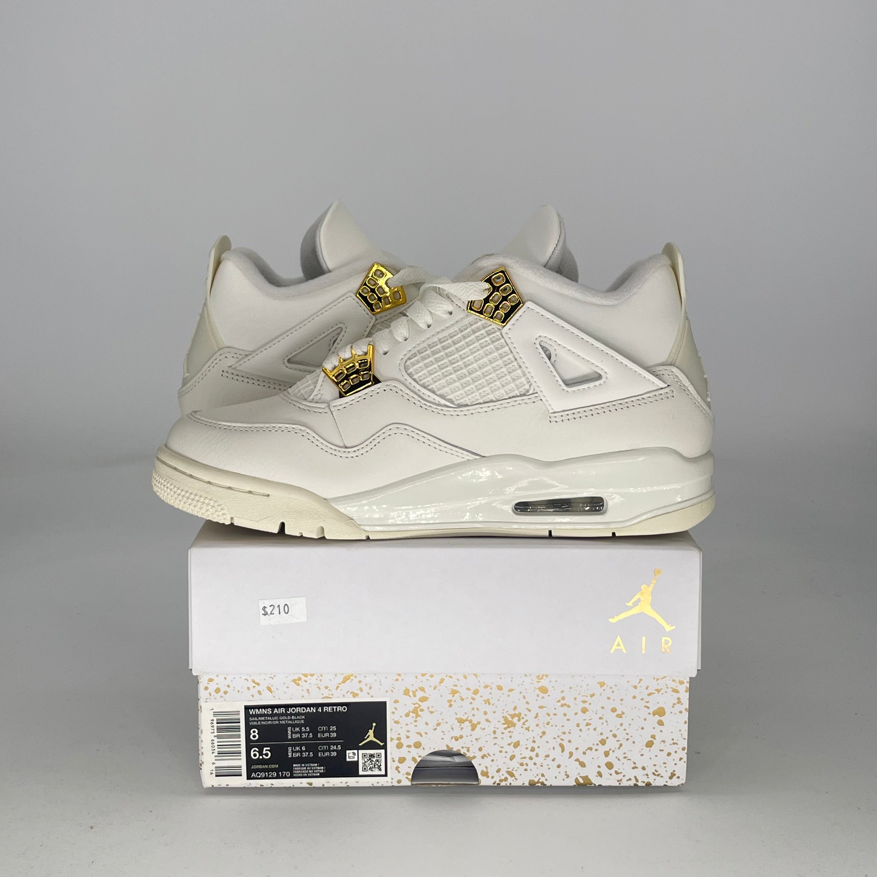 AIR JORDAN 4 METALLIC GOLD AQ9129-170 SIZE 6.5/8W GS