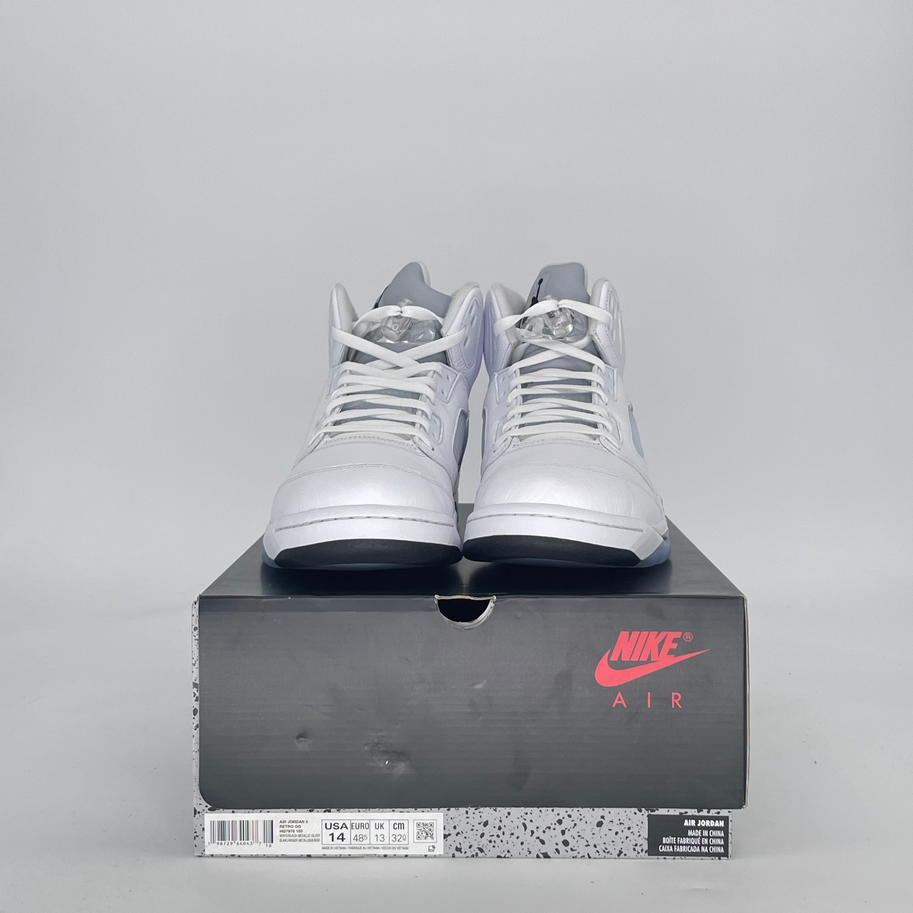 AIR JORDAN 5 WHITE METALLIC HQ7978-103 SIZE 14/15.5W