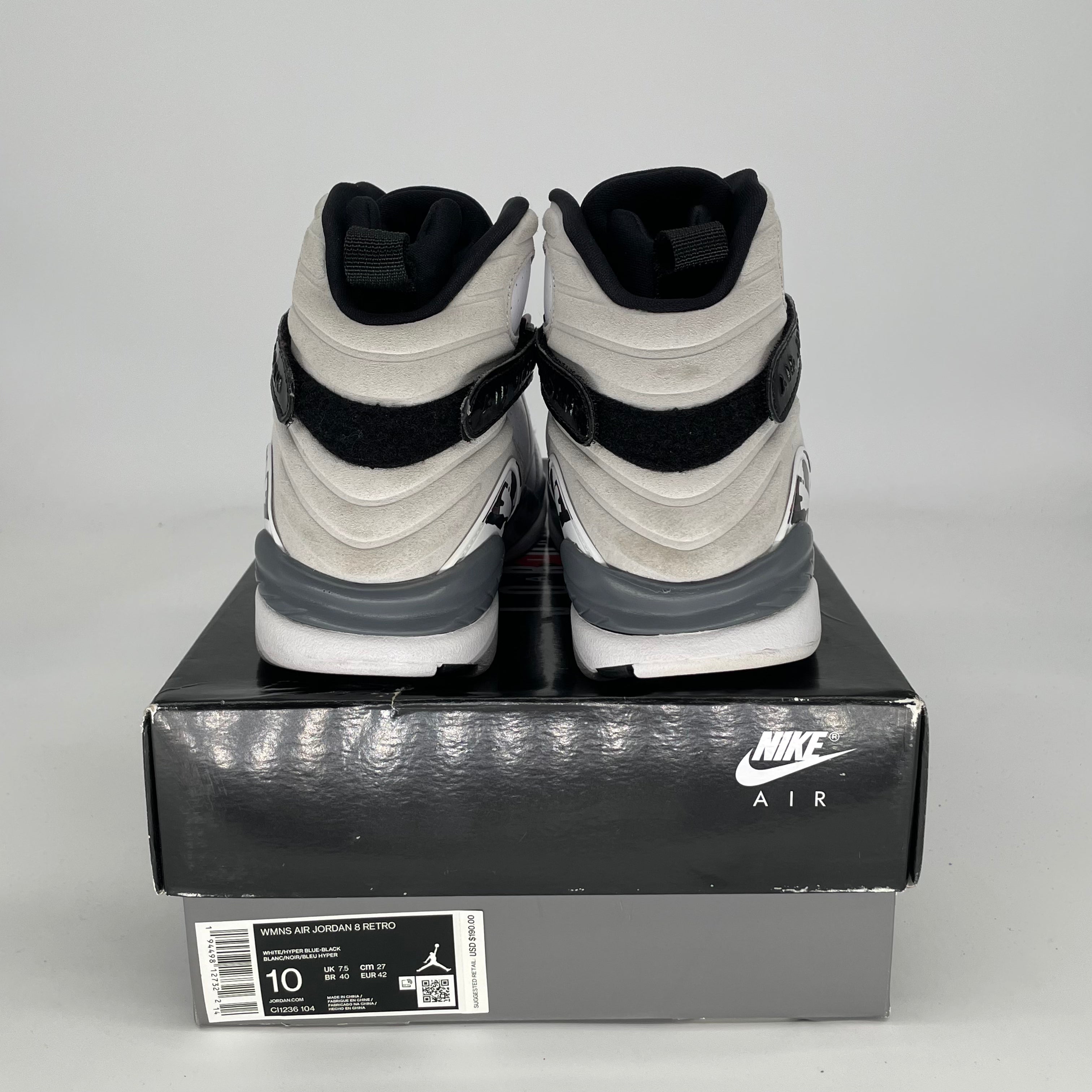 AIR JORDAN 8 WHITE BURGUNDY W SIZE 8.5/10W CI1236-104