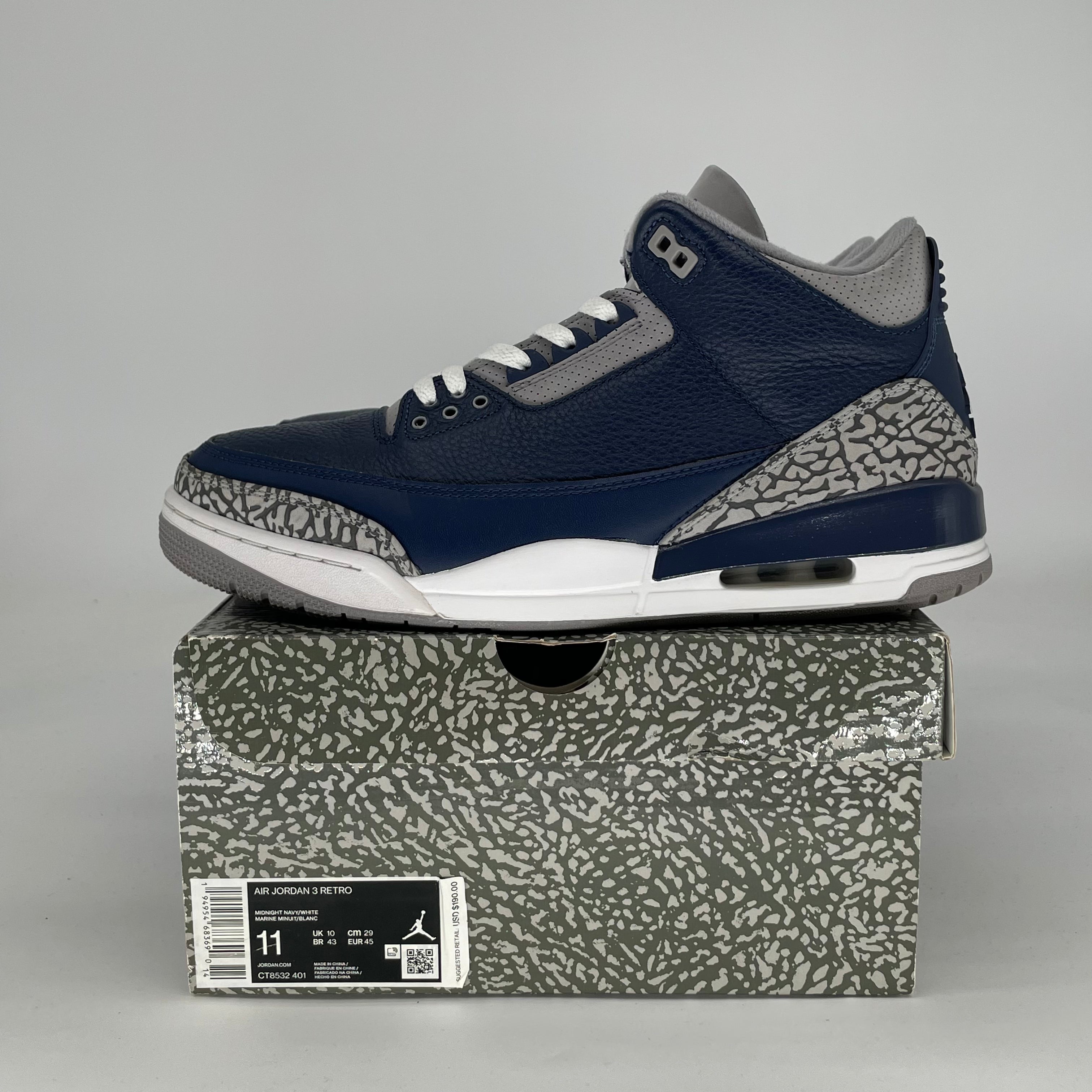 AIR JORDAN 3 GEORGETOWN CT8532-401 SIZE 11/12.5W
