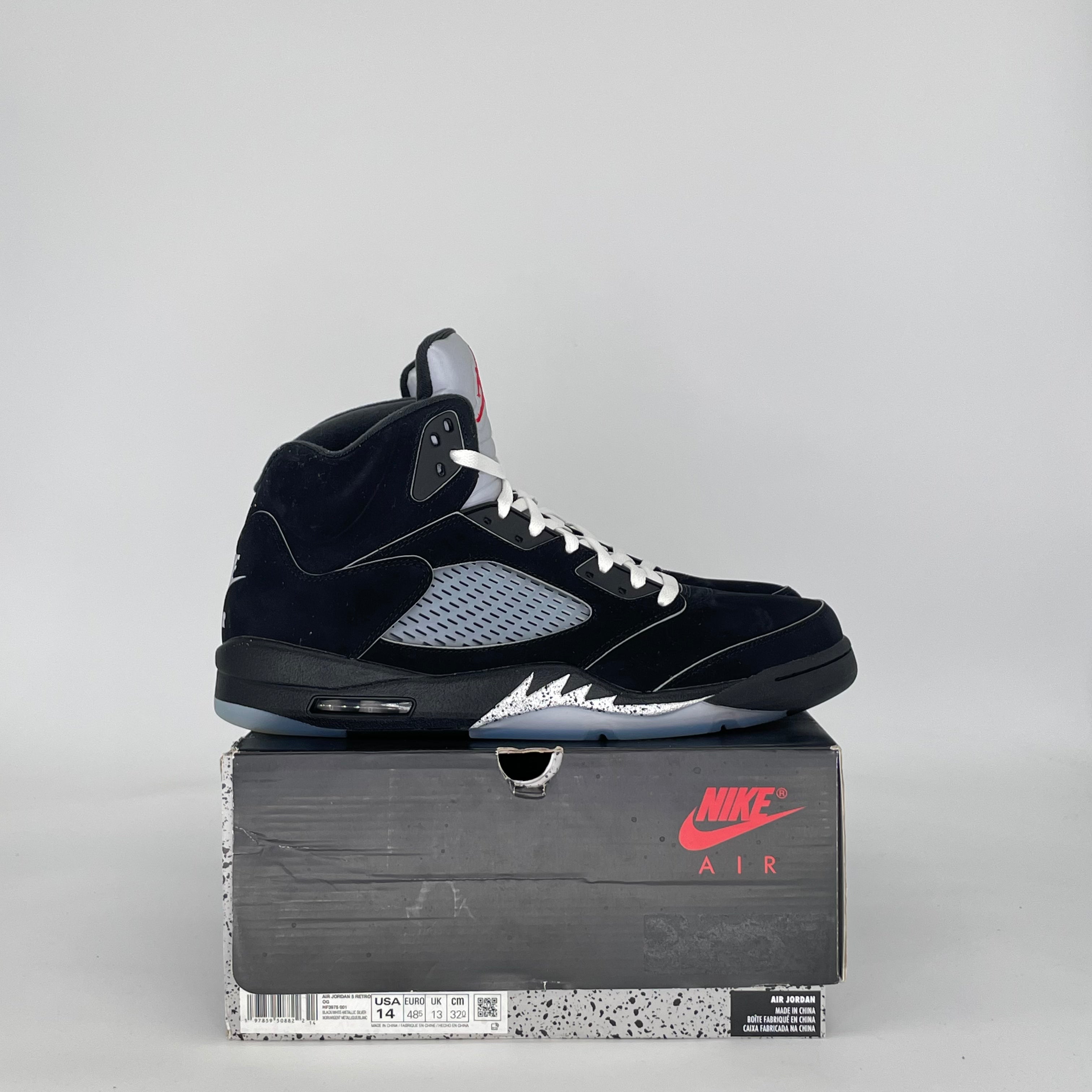 AIR JORDAN 5 BLACK METALLIC REIMAGINED HF3975-001 SIZE 14/15.5W