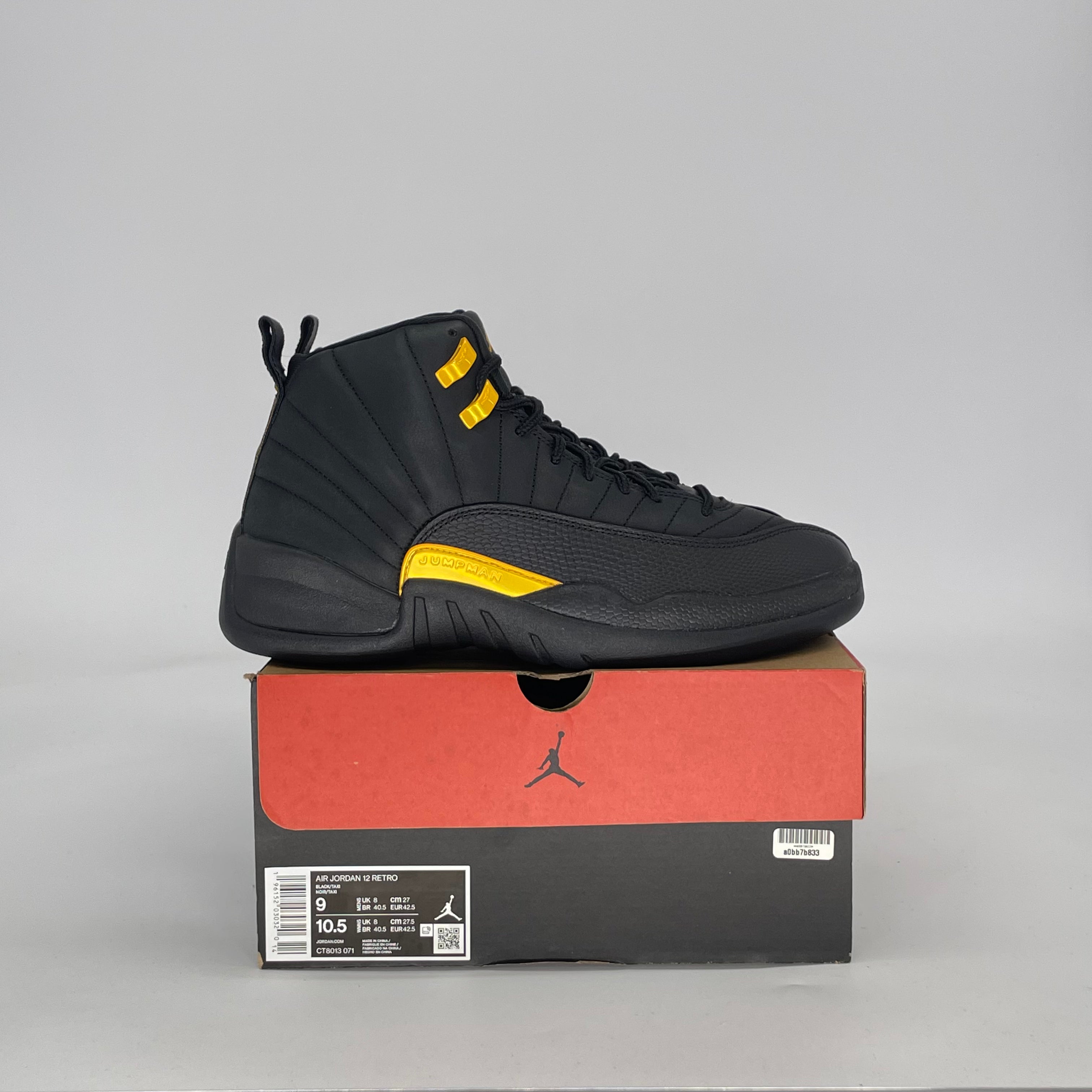 AIR JORDAN 12 BLACK TAXI CT8013-071 SIZE 9/10.5W