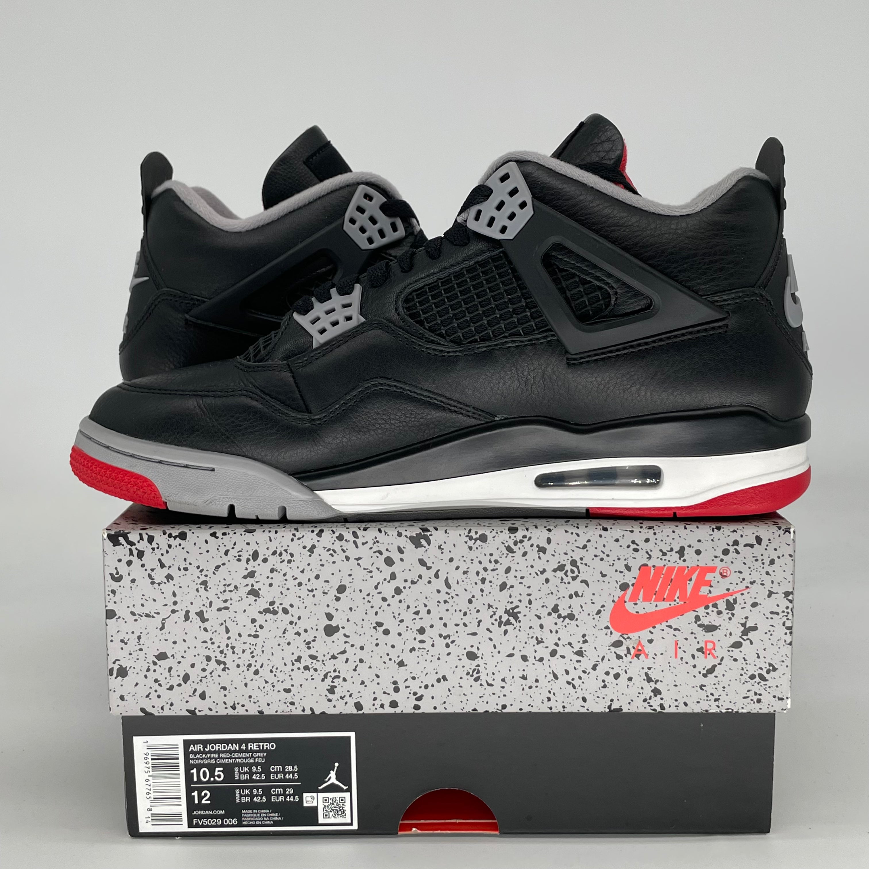AIR JORDAN 4 BRED REIMAGINED FV5029-006 SIZE 10.5/12W
