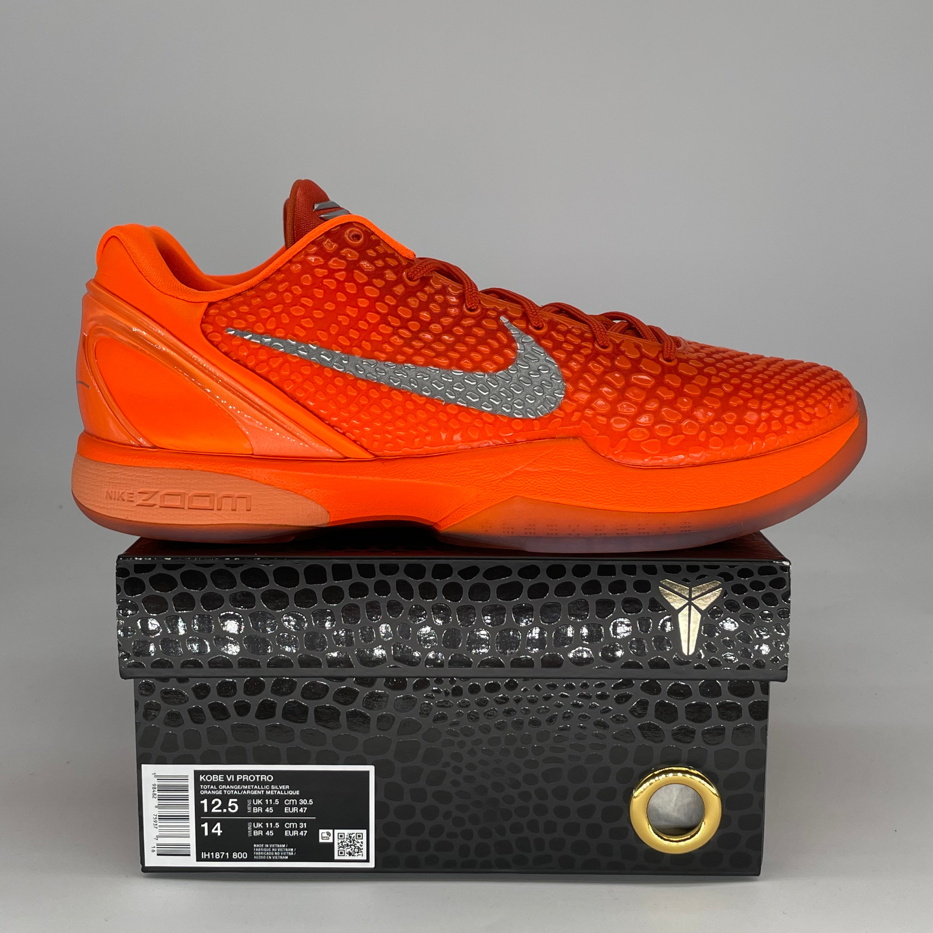 NIKE KOBE 6 PROTRO TOTAL ORANGE IH1871-800 SIZE 12.5/14W