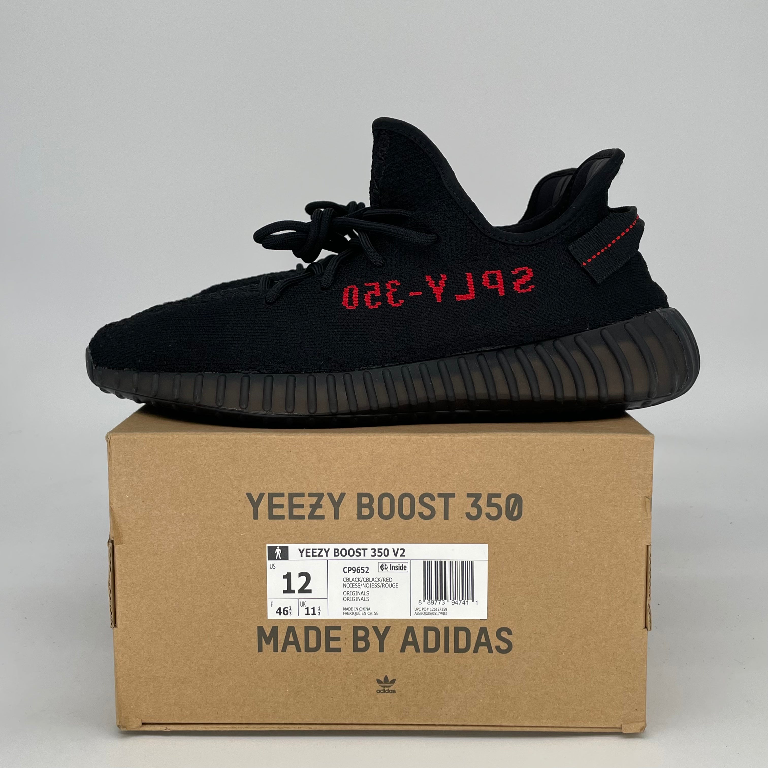 ADIDAS YEEZY 350 V2 BLACK RED CP9652 SIZE 12/13.5W