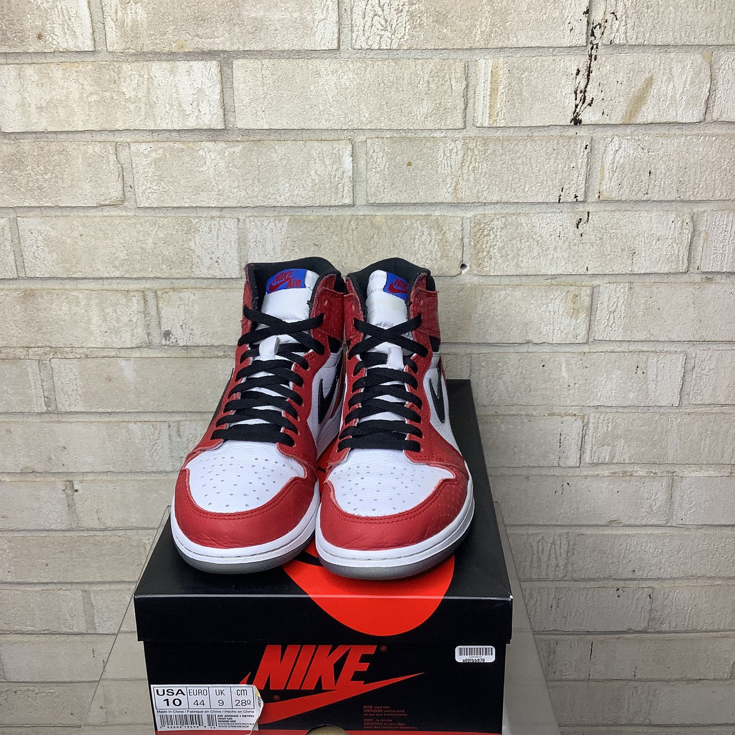 AIR JORDAN 1 SPIDER-MAN ORIGIN STORY SIZE 10/11.5W 555088-602