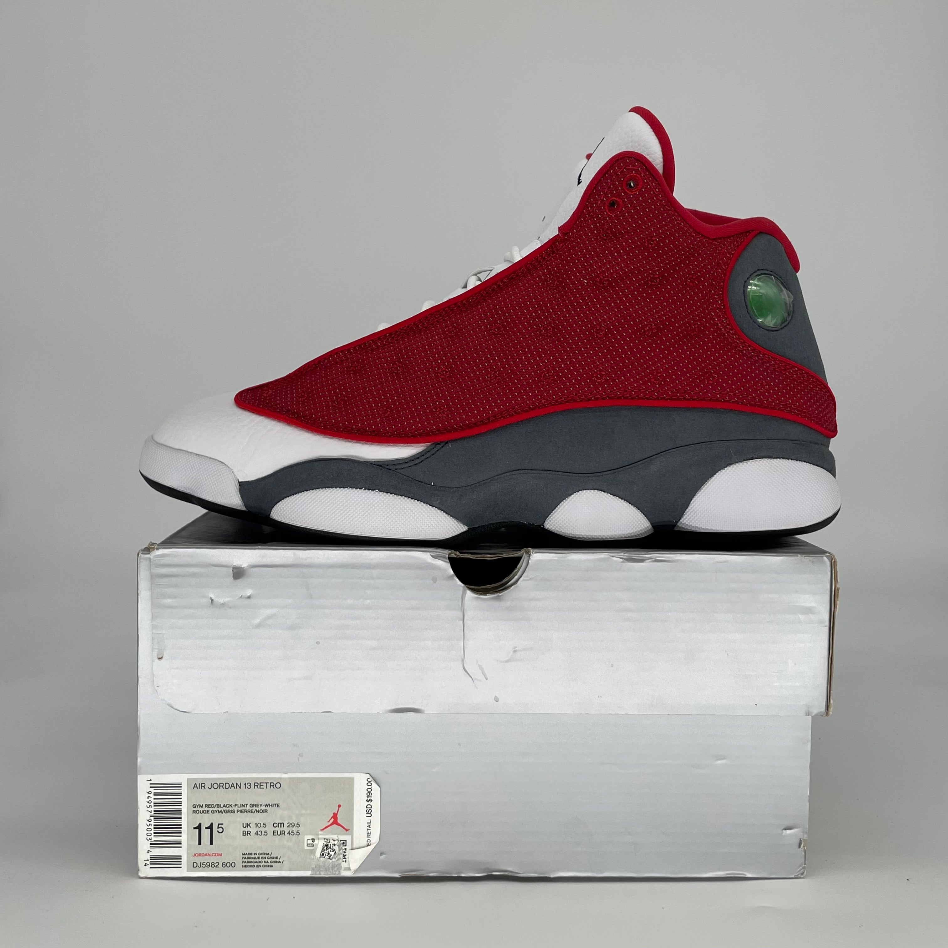 AIR JORDAN 13 GYM RED FLINT GREY DJ5982-600 SIZE 11.5/13W