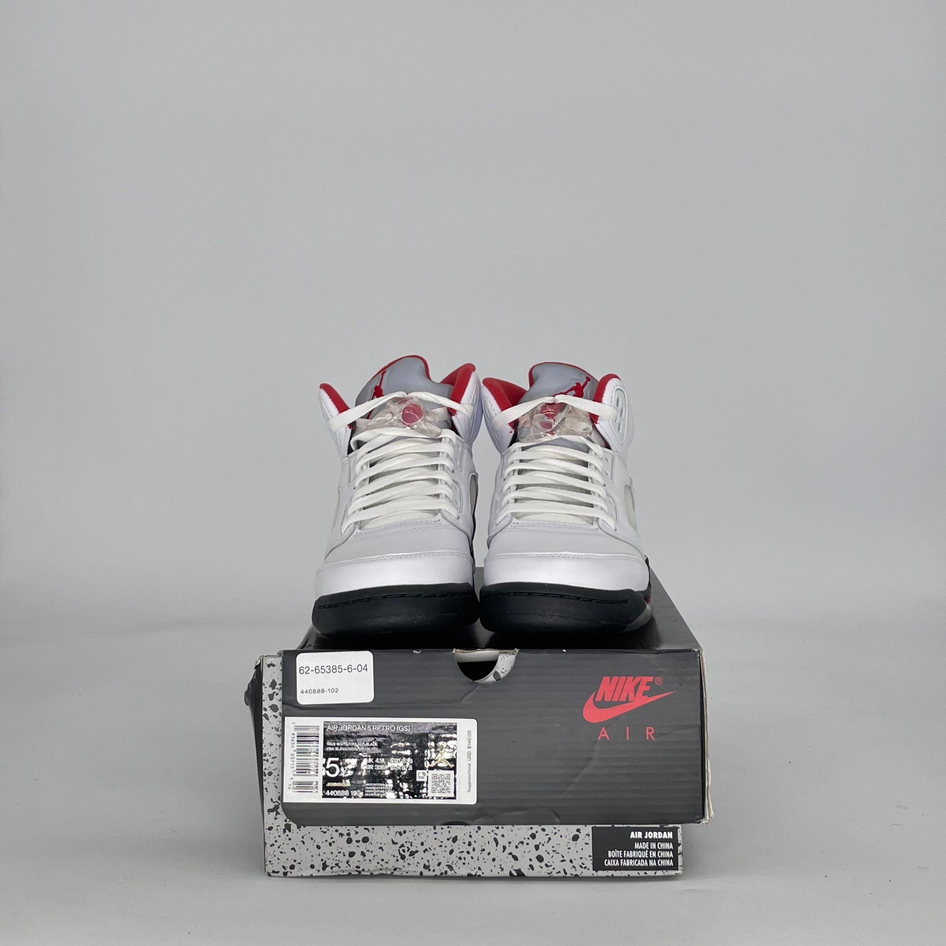 AIR JORDAN 5 FIRE RED SILVER TONGUE (2020) 440888-102 SIZE 5/6.5W GS